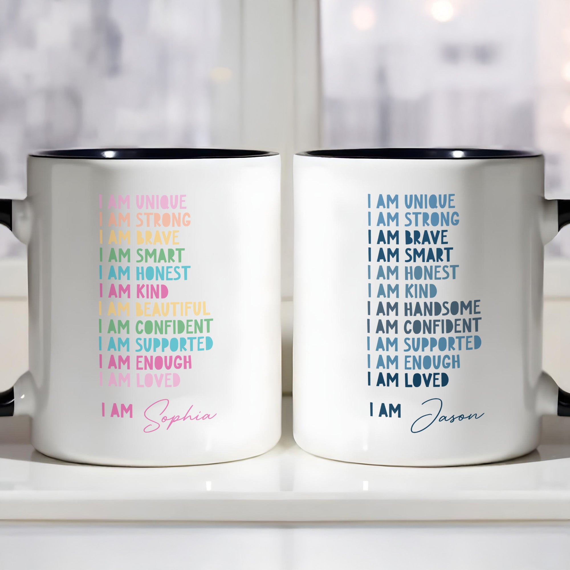 Personalized I Am Unique I Am Strong Inspirational Words Accent Mug Birthday Gifts Ideas