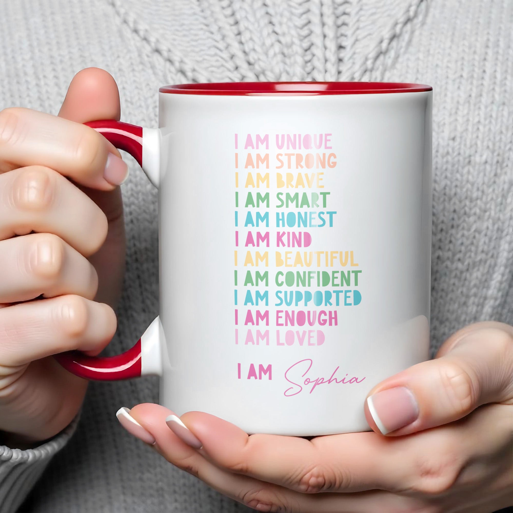 Personalized I Am Unique I Am Strong Inspirational Words Accent Mug Birthday Gifts Ideas - Image 4