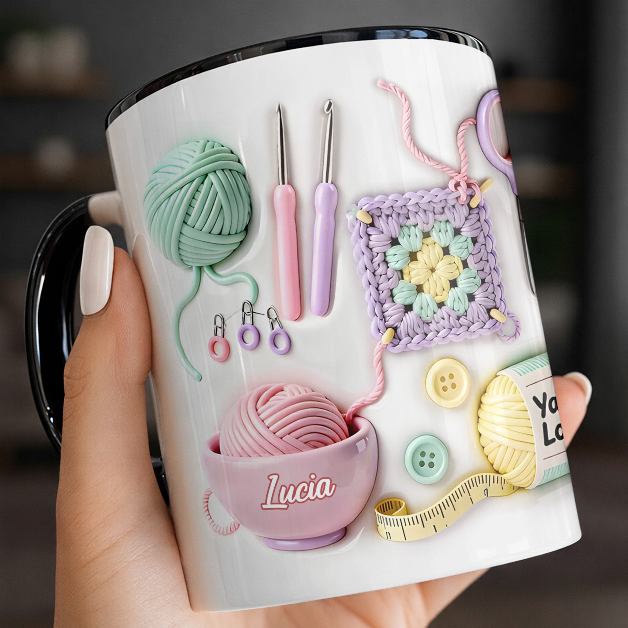 Personalized I Crochet So I Don't Kill People Accent Mug Funny Coffee Cup Gifts For Crocheter - Image 5