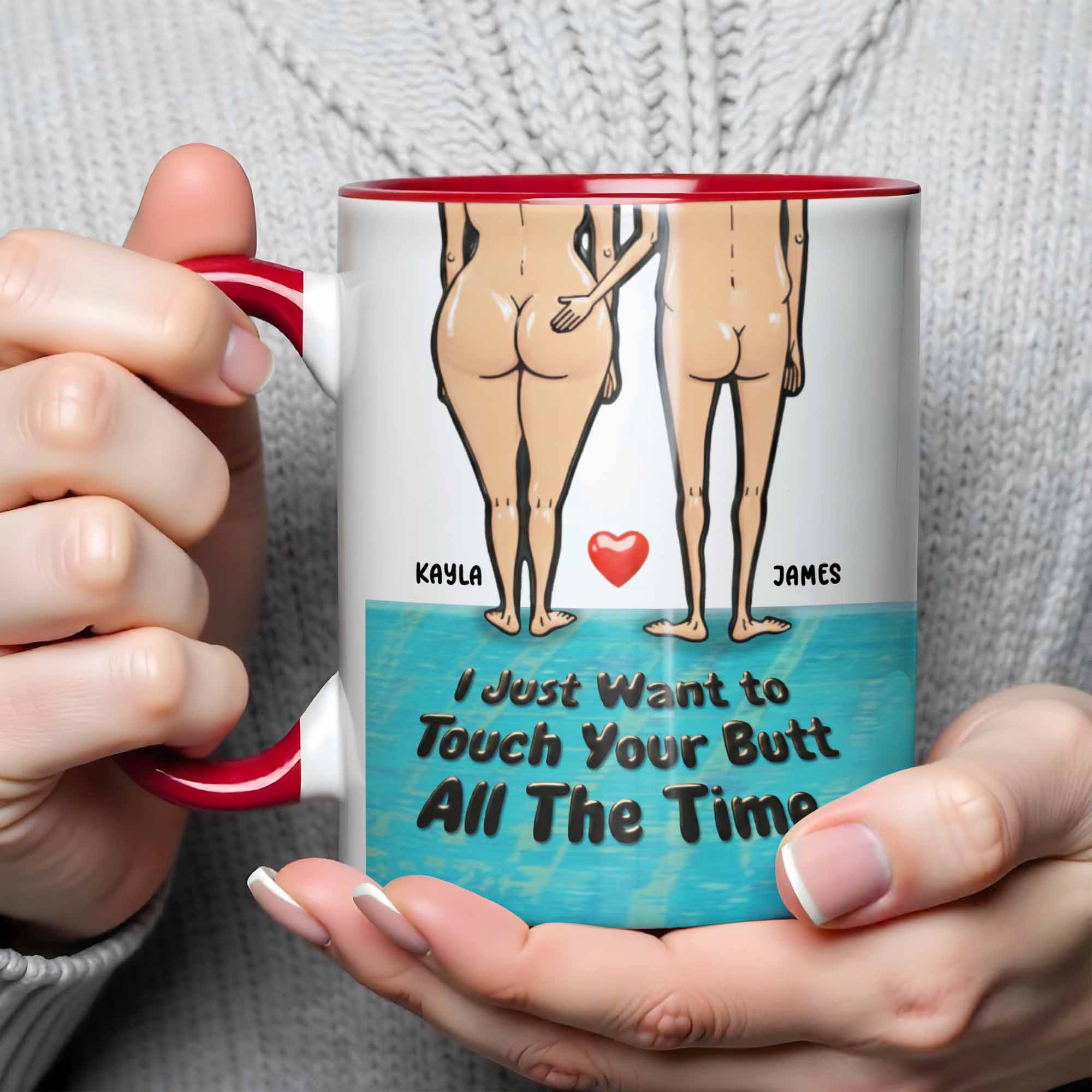Personalized I Just Want To Touch Your Butt Accent Mug Funny Coffee Cup Gifts For Couples - Image 3