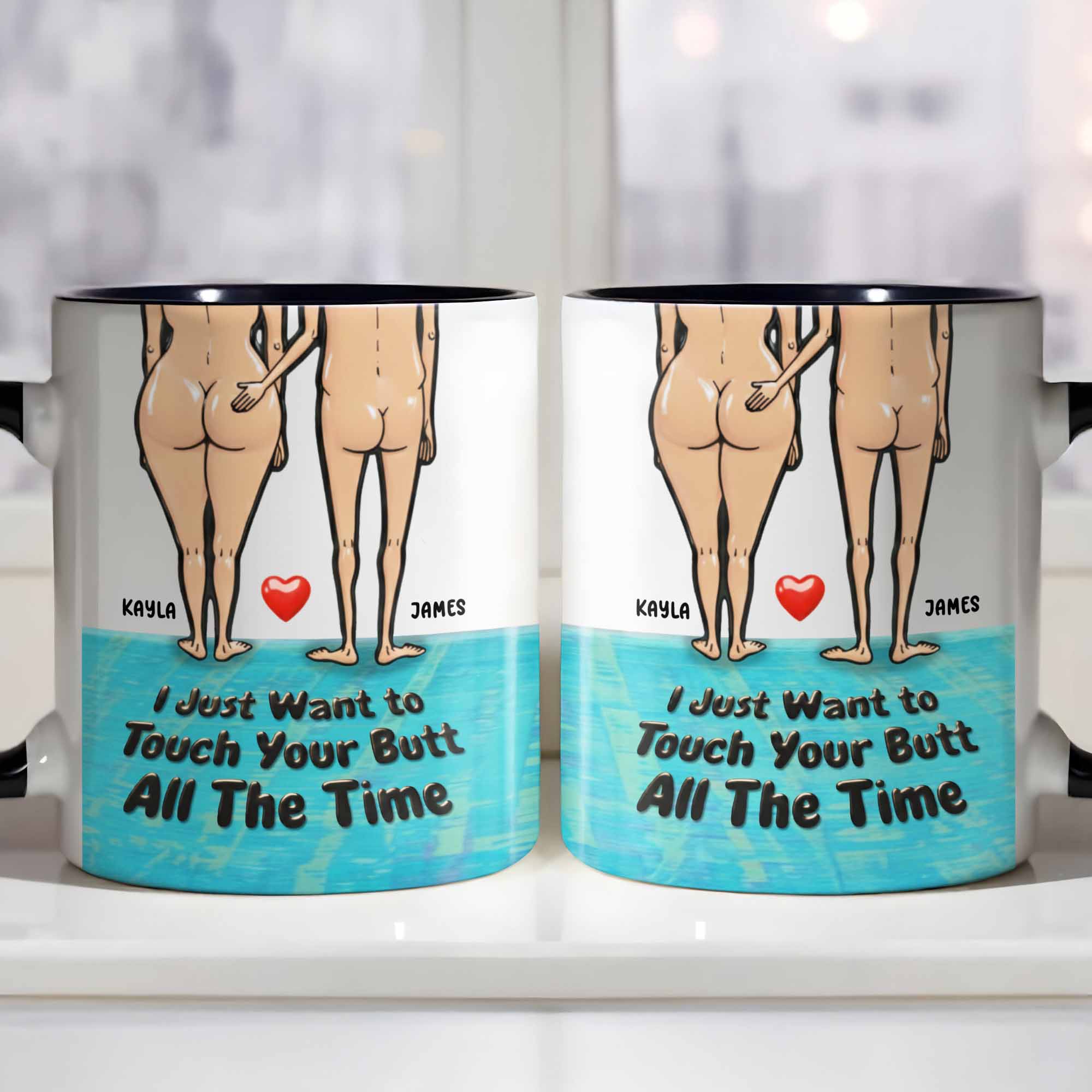 Personalized I Just Want To Touch Your Butt Accent Mug Funny Coffee Cup Gifts For Couples