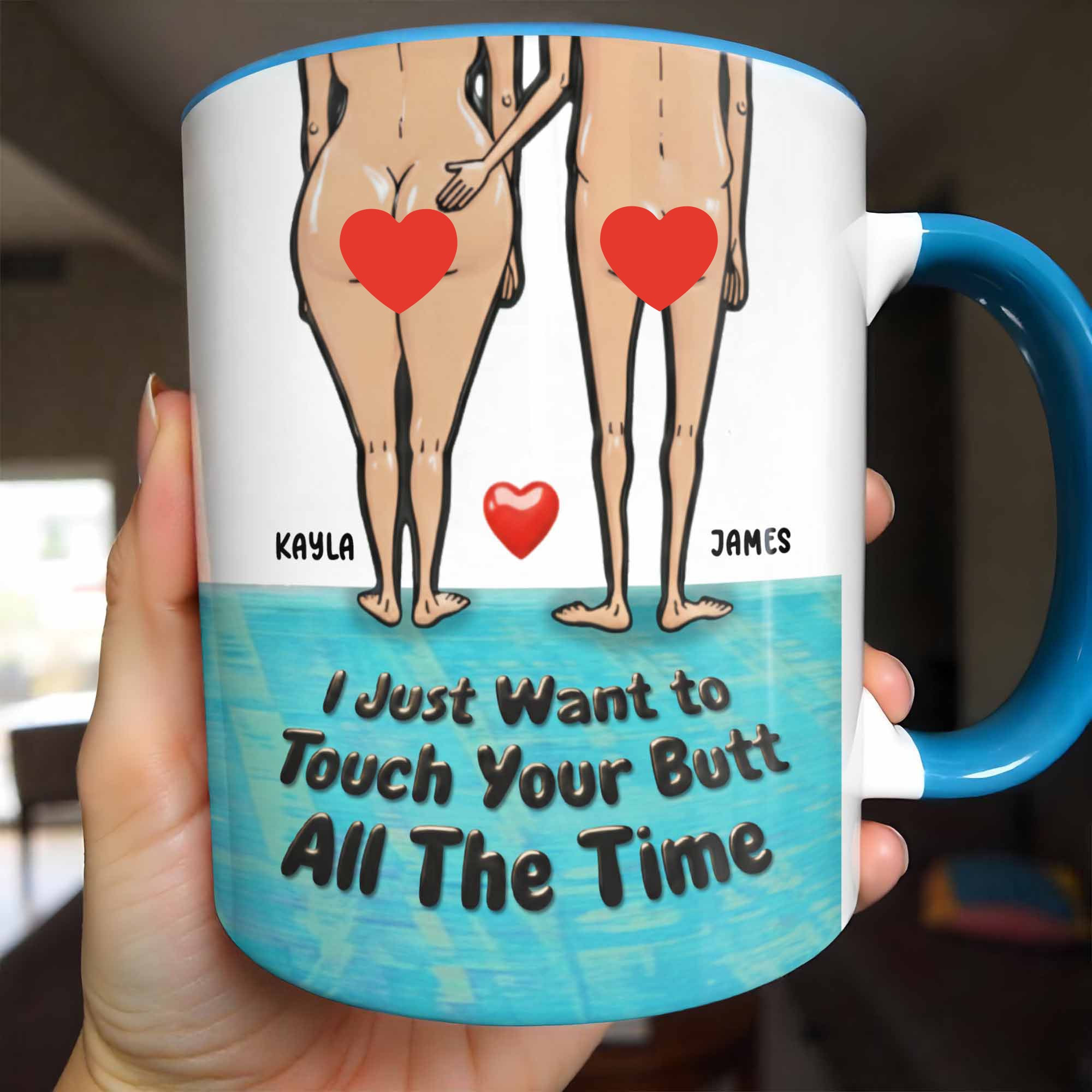 Personalized I Just Want To Touch Your Butt Accent Mug Funny Coffee Cup Gifts For Couples - Image 2