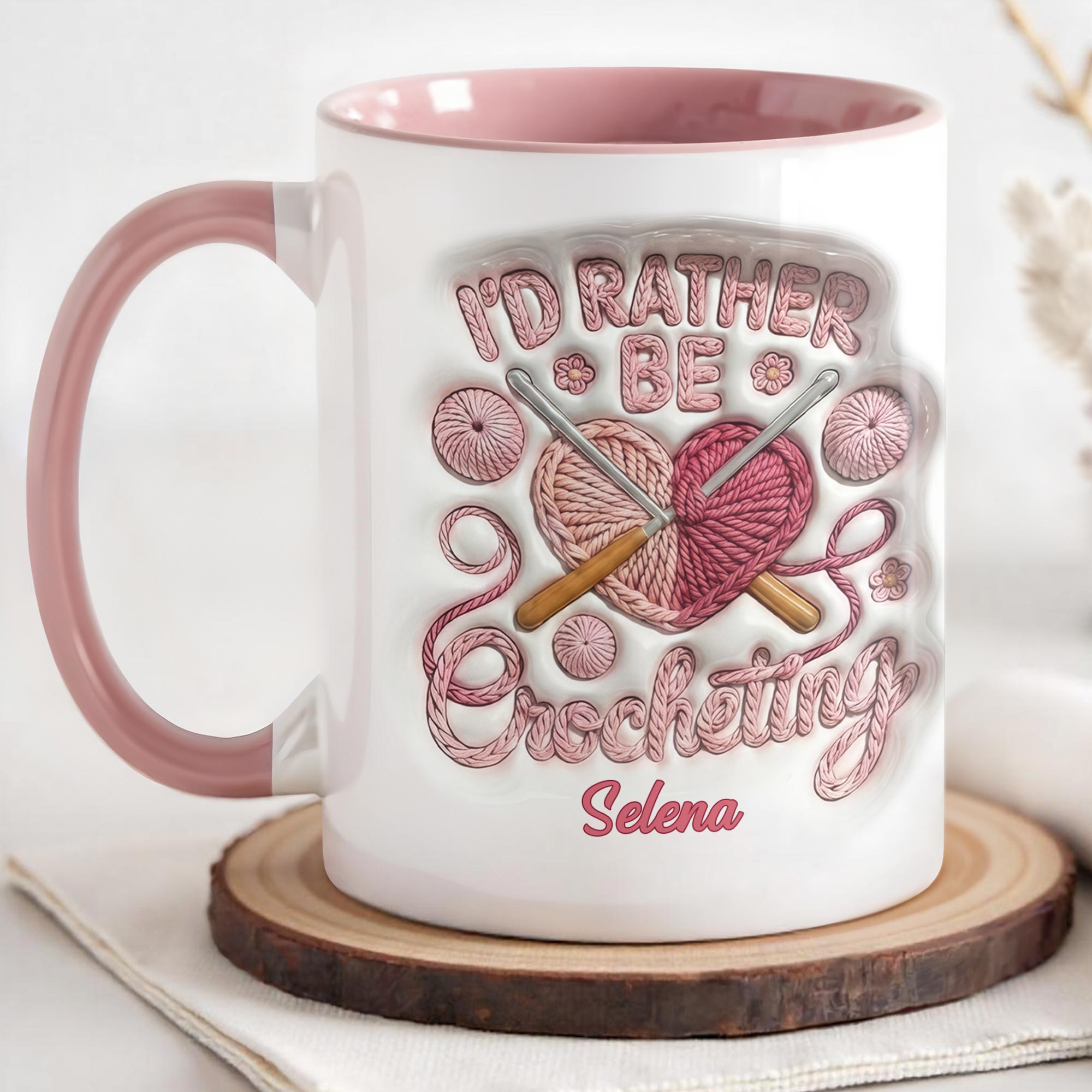 Personalized I'd Rather Be Crocheting Accent Mug Gift For Crocheters - Image 4