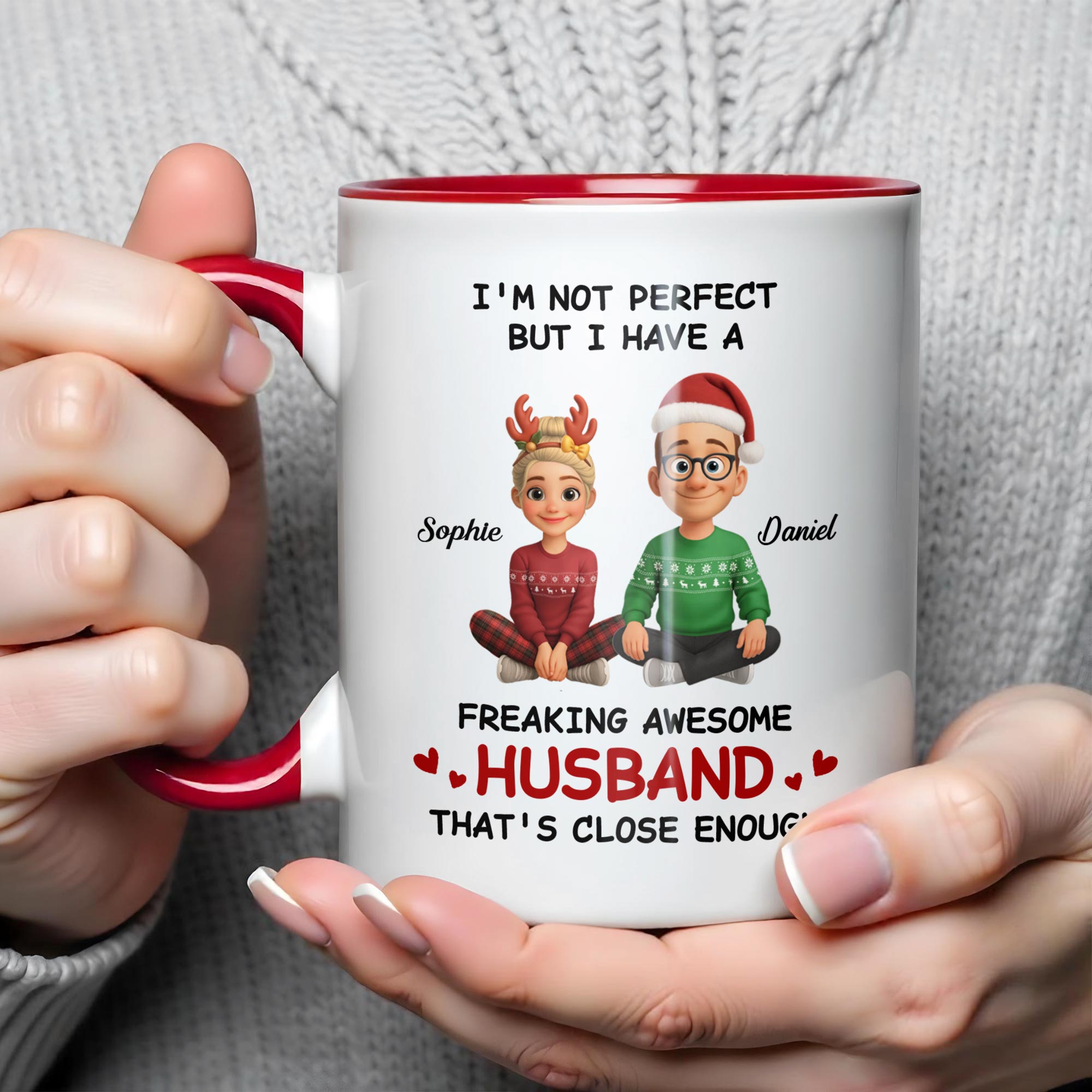 Personalized I'm Not Perfect But I Have A Freaking Awesome Husband Accent Mug Gifts For Him - Image 5