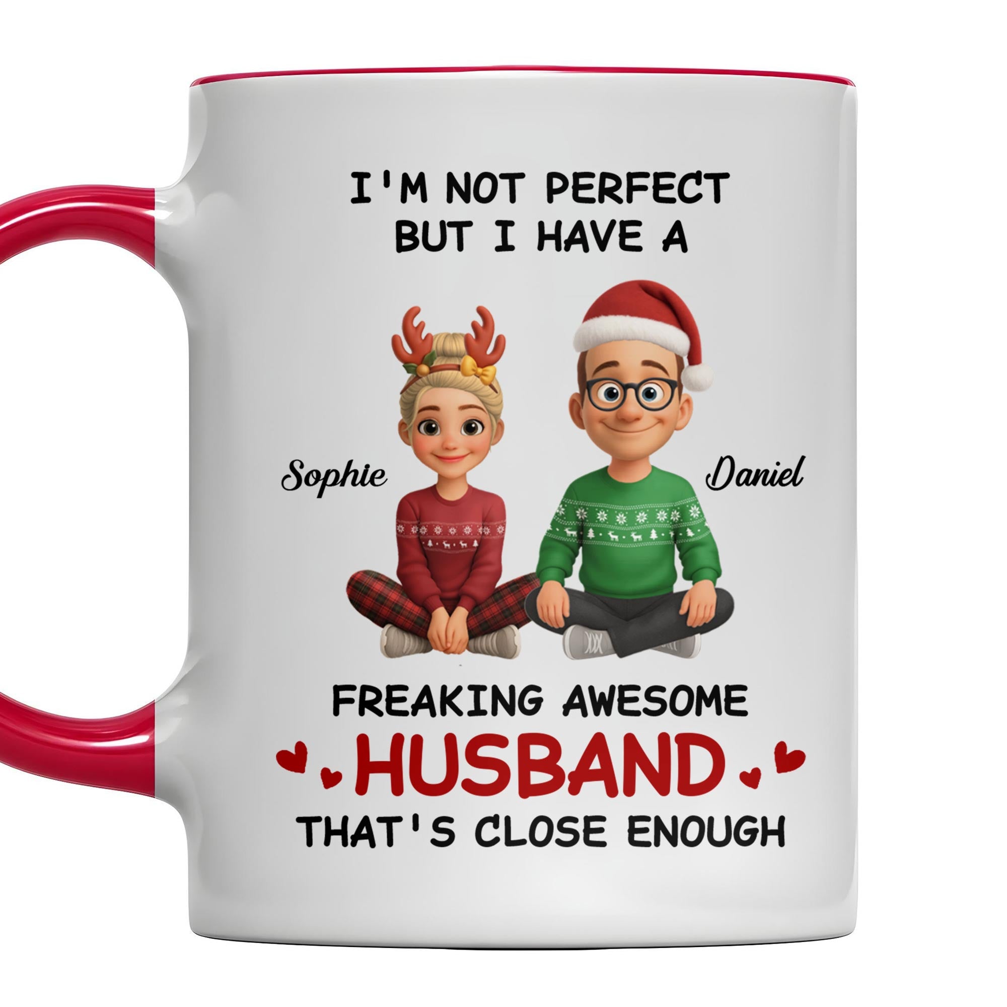 Personalized I'm Not Perfect But I Have A Freaking Awesome Husband Accent Mug Gifts For Him - Image 6