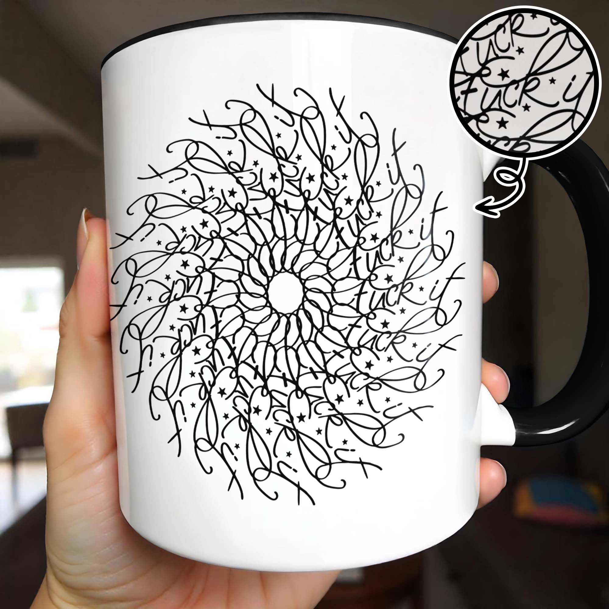 Personalized Intricate Floral Mandala Design Accent Mug Gifts Ideas For Friends