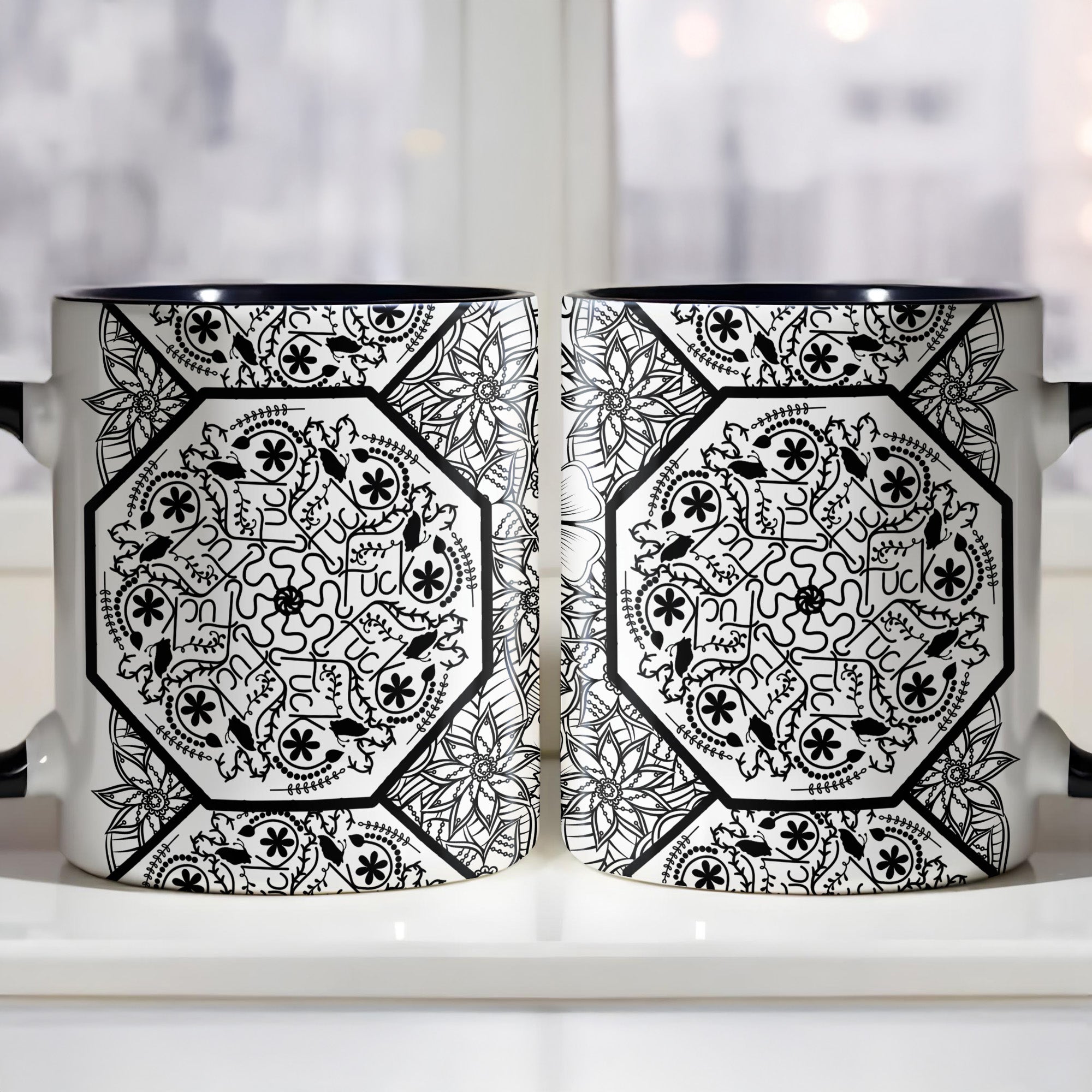 Personalized Intricate Mandala And Floral Patterns Design Accent Mug Gifts For Family