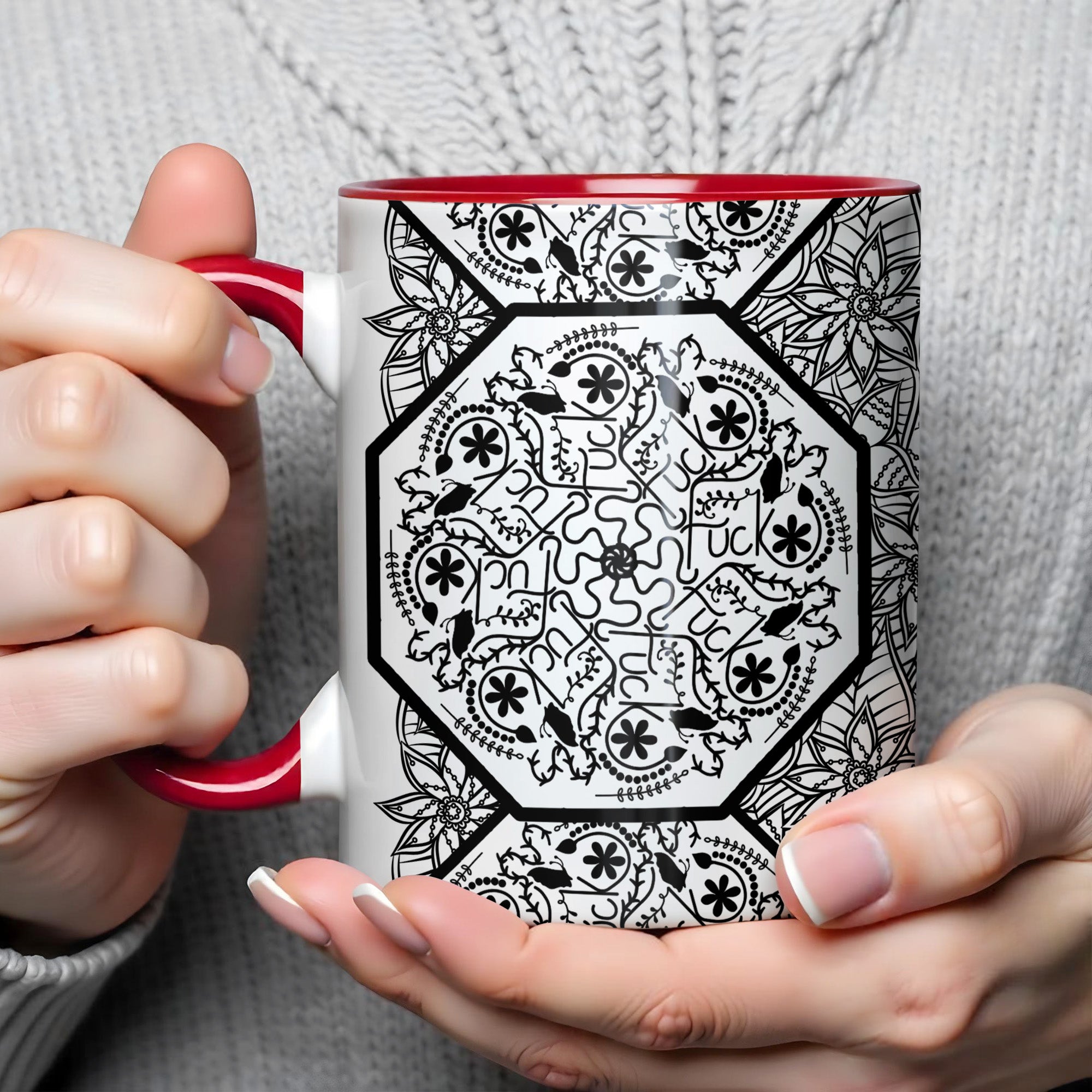 Personalized Intricate Mandala And Floral Patterns Design Accent Mug Gifts For Family - Image 3