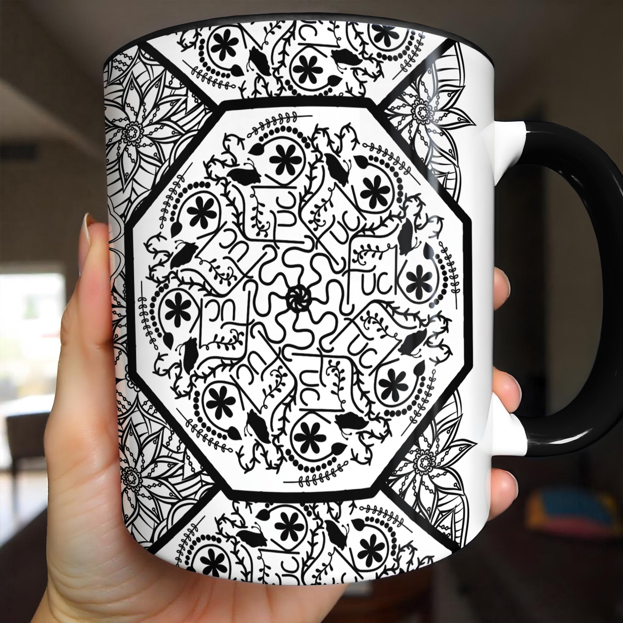 Personalized Intricate Mandala And Floral Patterns Design Accent Mug Gifts For Family - Image 4