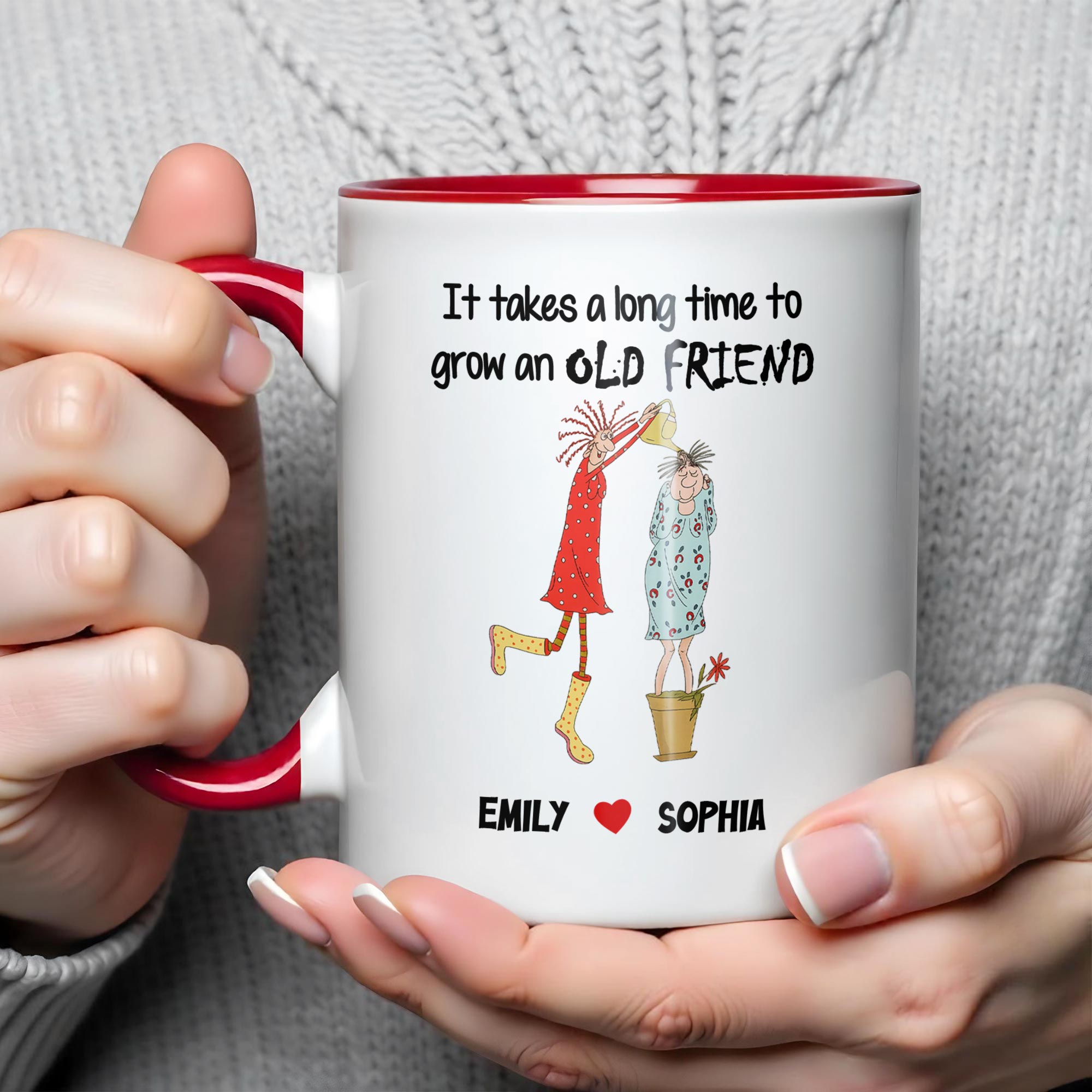 Personalized It Takes A Long Time To Grow An Old Friend Accent Mug Present For Besties - Image 5
