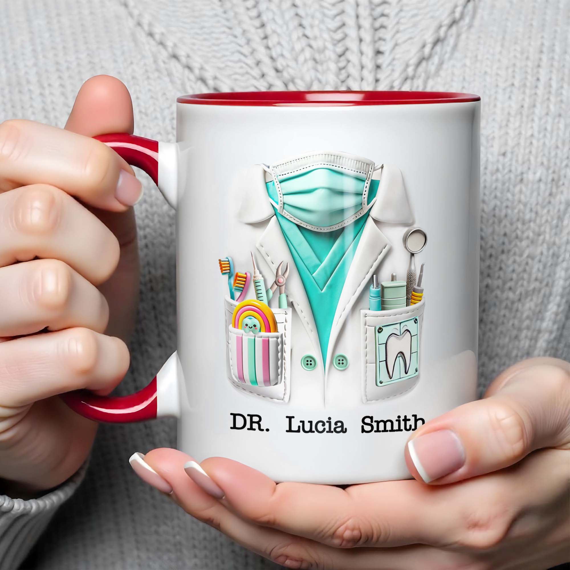 Personalized It's A Beautiful Day Save Teeth Accent Mug Gifts For Dentist - Image 4