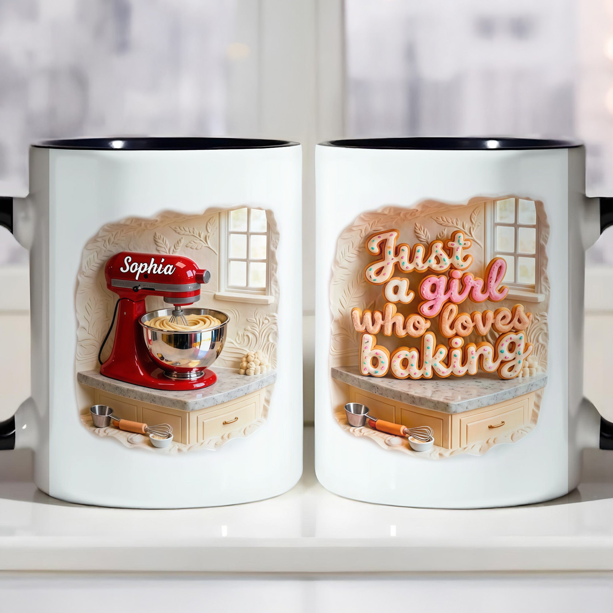 Personalized Just A Girl Who Loves Baking Accent Mug Best Gifts For Bakers