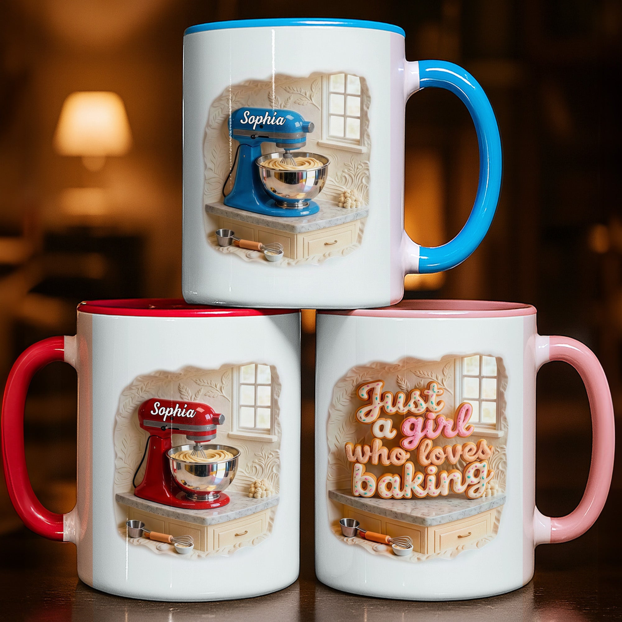 Personalized Just A Girl Who Loves Baking Accent Mug Best Gifts For Bakers - Image 2