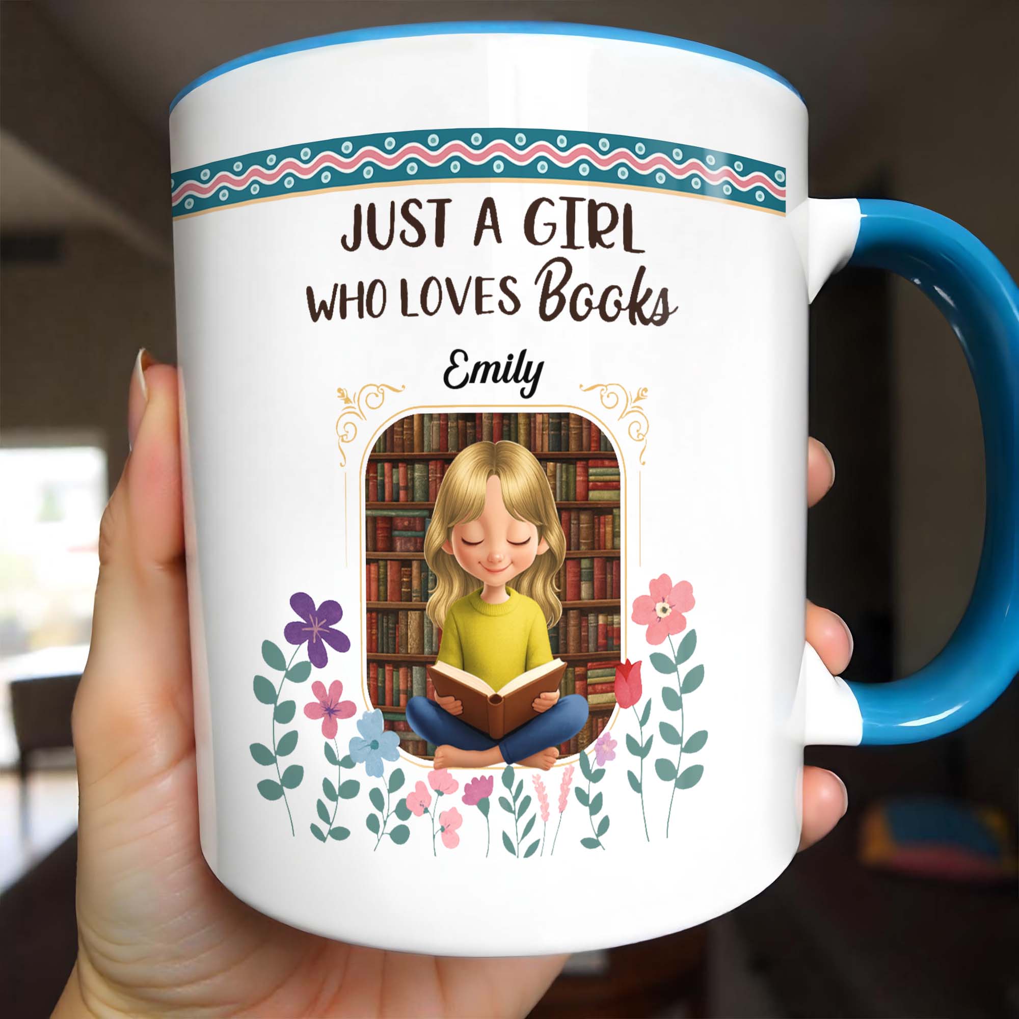 Personalized Just A Girl Who Loves Books Accent Mug Best Gifts For Readers - Image 2