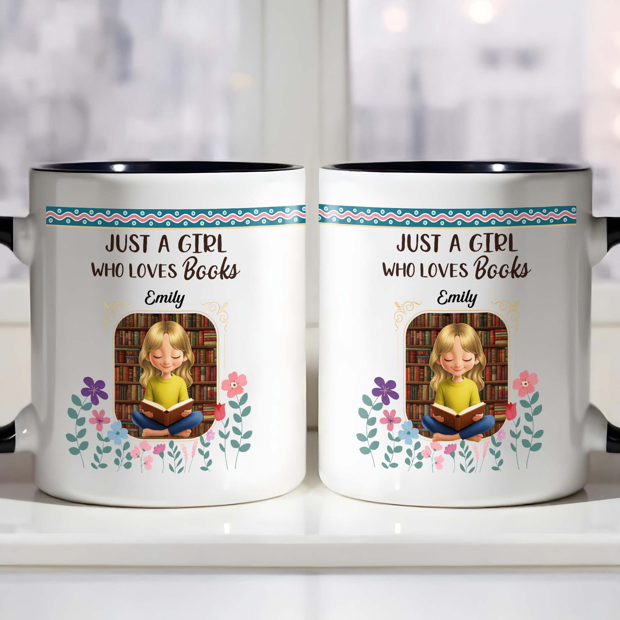 Personalized Just A Girl Who Loves Books Accent Mug Best Gifts For Readers