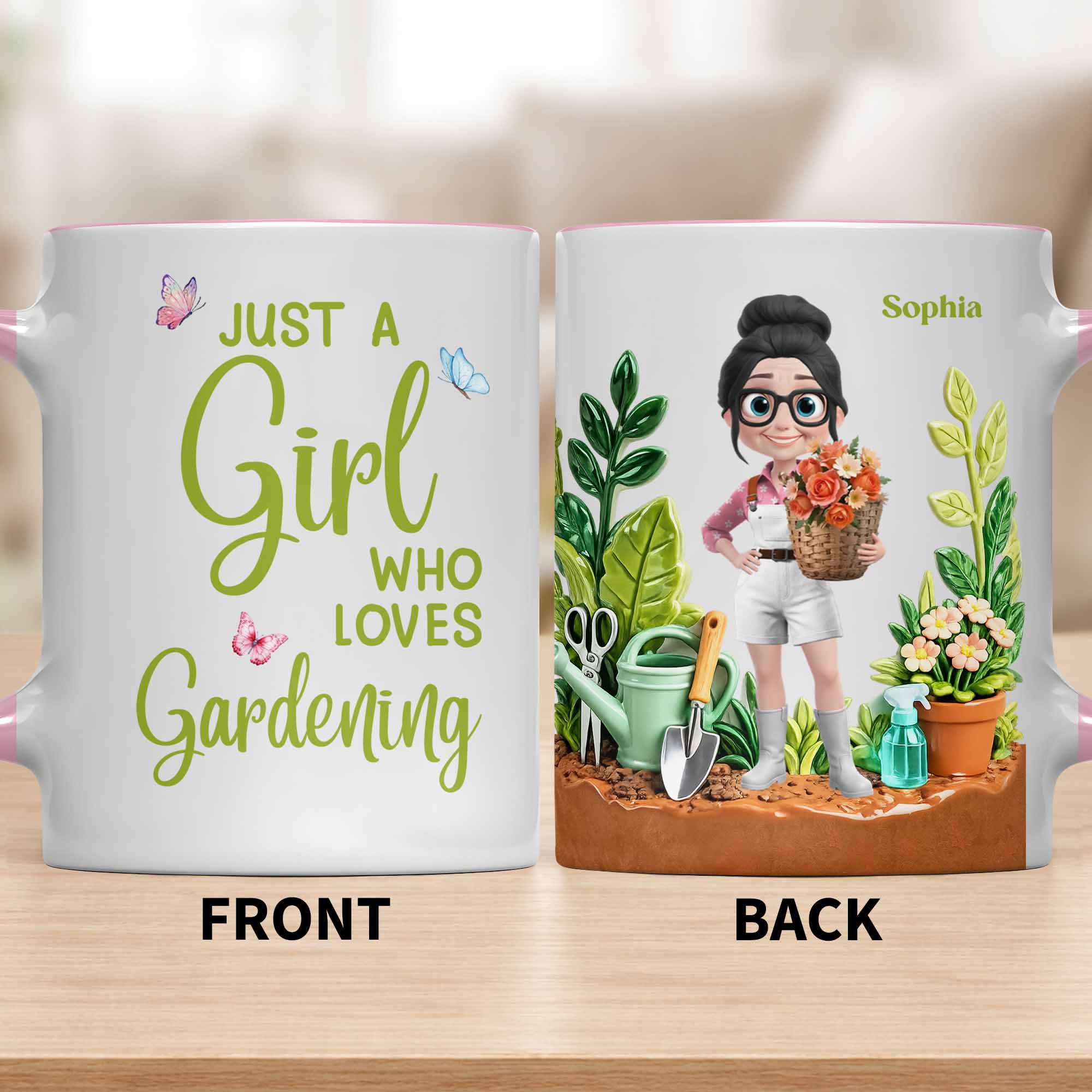 Personalized Just A Girl Who Loves Gardening Accent Mug Best Gifts For Plant Lovers - Image 5