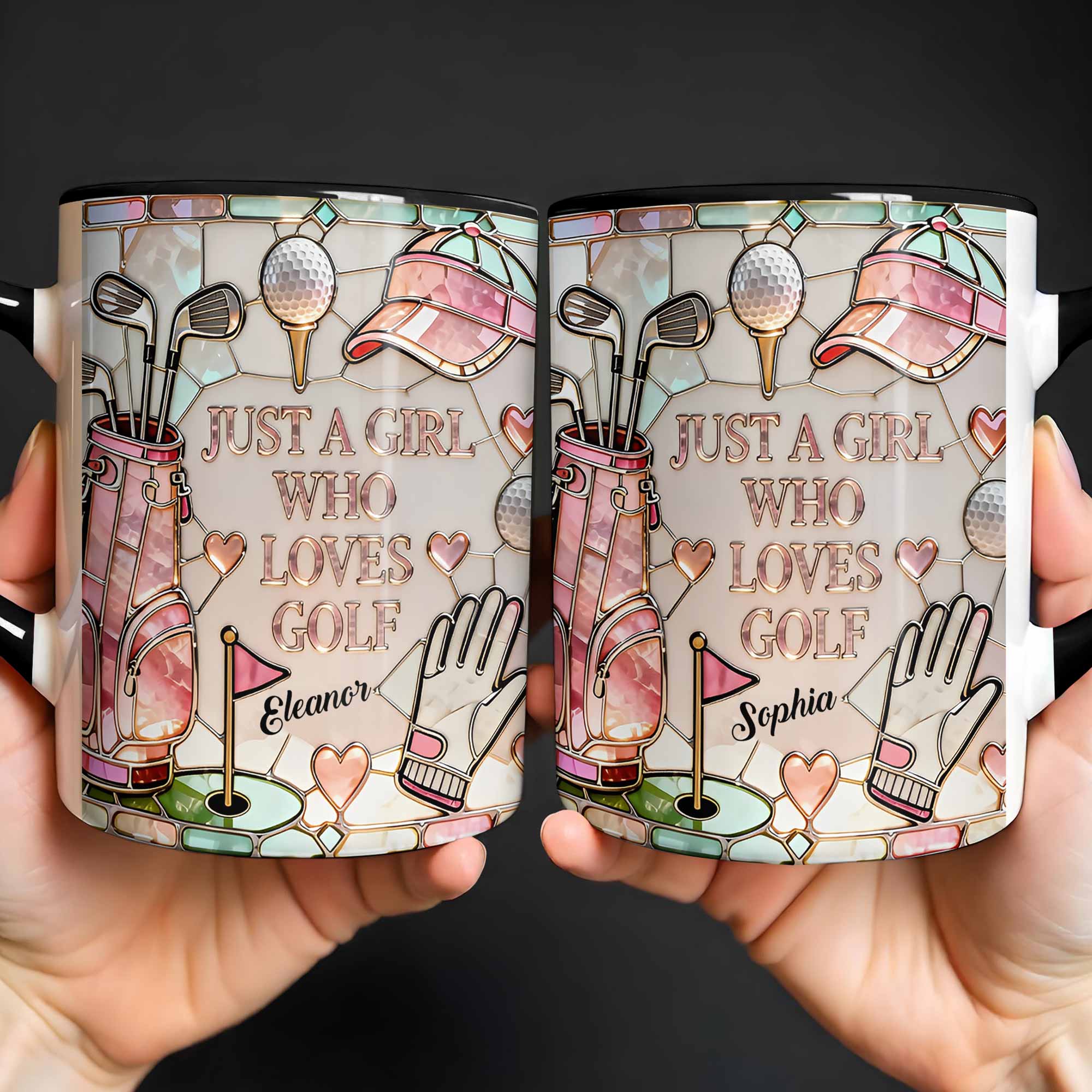 Personalized Just A Girl Who Loves Golf With Iconic Golf Accessories Accent Mug Golfers Gifts - Image 4