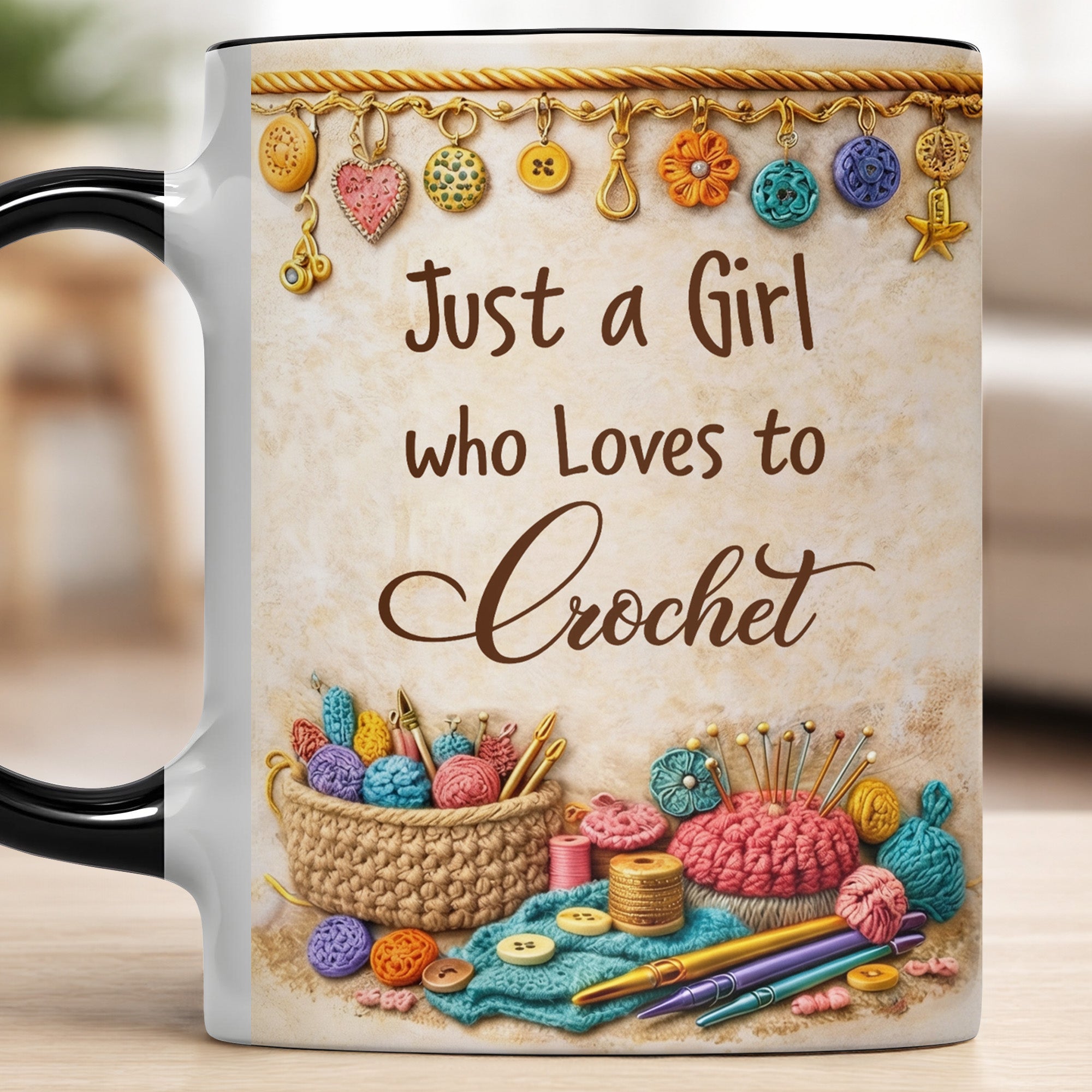Personalized Just A Girl Who Loves To Crochet Accent Mug Gifts Ideas For Crocheters - Image 5