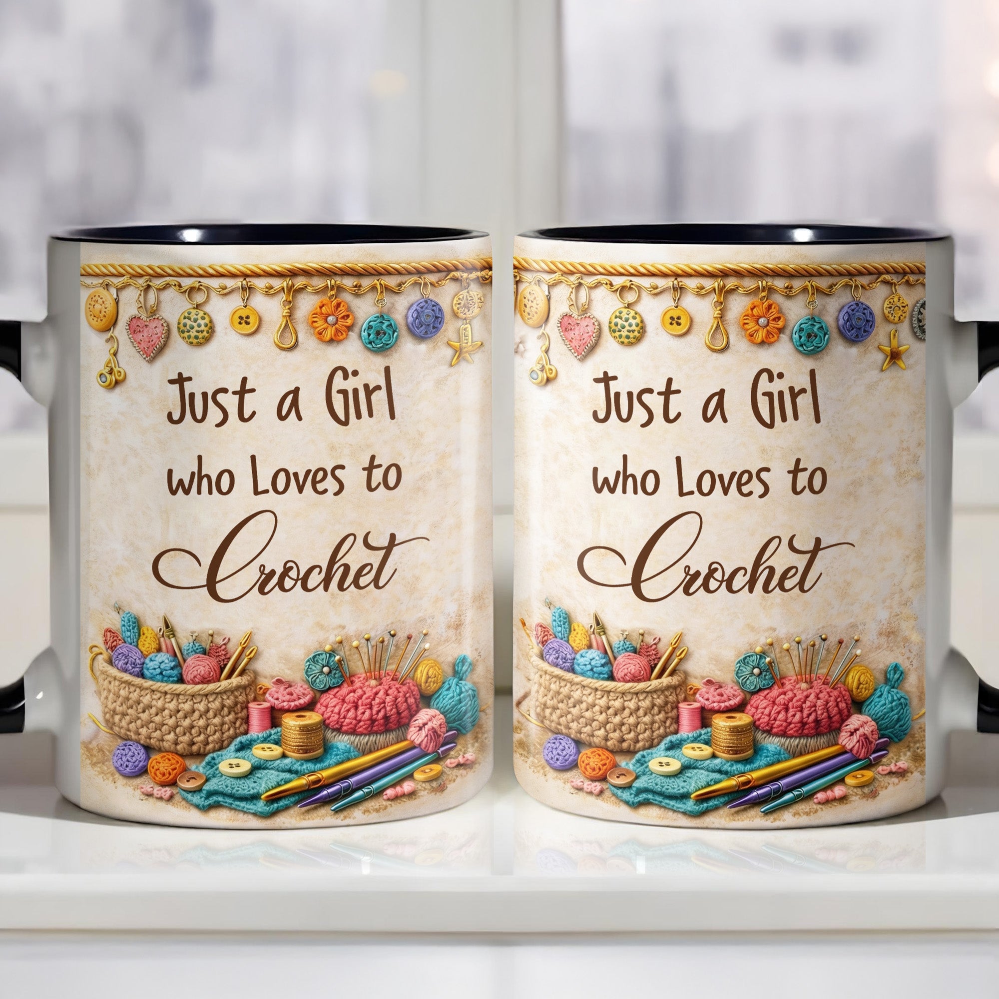 Personalized Just A Girl Who Loves To Crochet Accent Mug Gifts Ideas For Crocheters