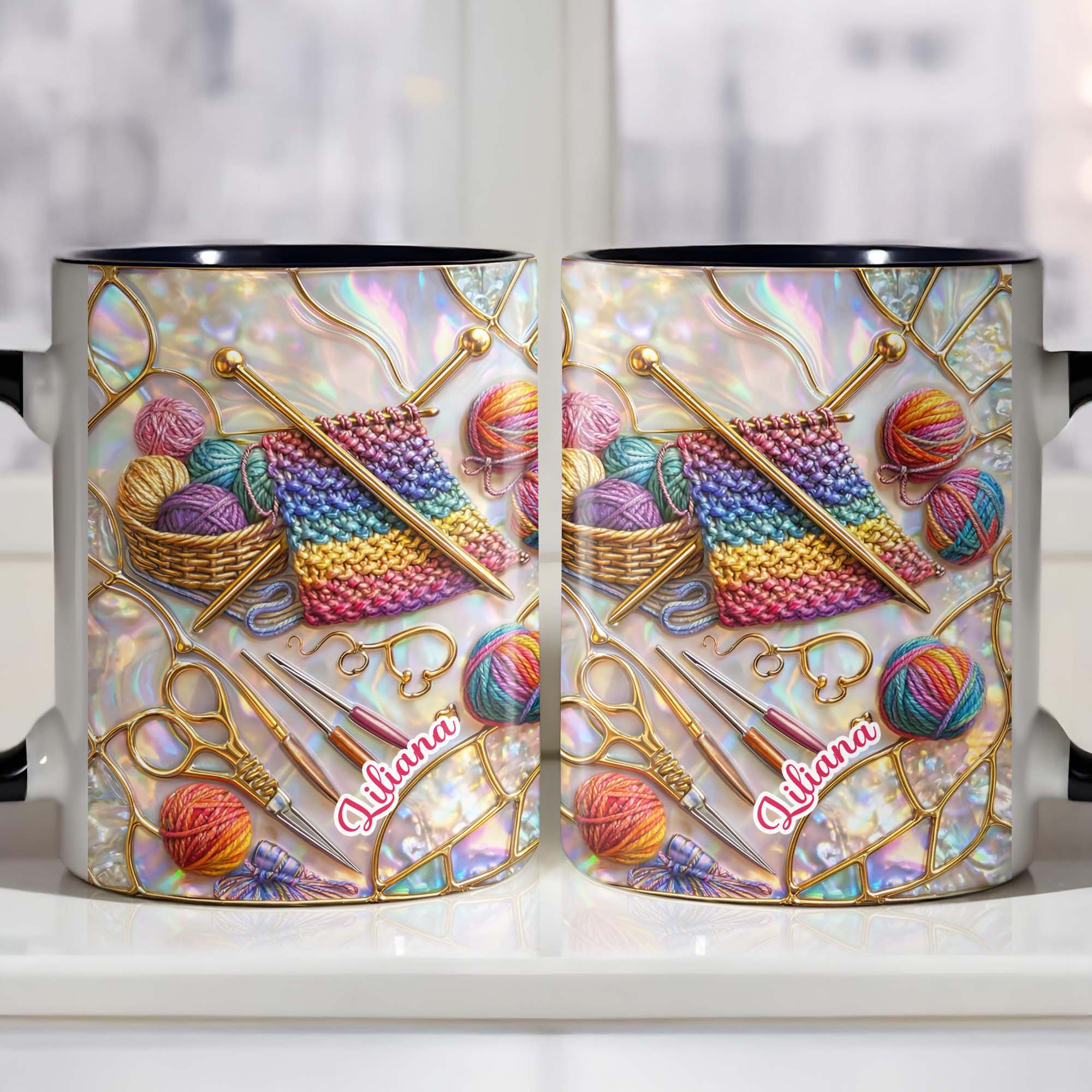 Personalized Knitting And Sewing Tools Accent Mug Best Gifts For Mom