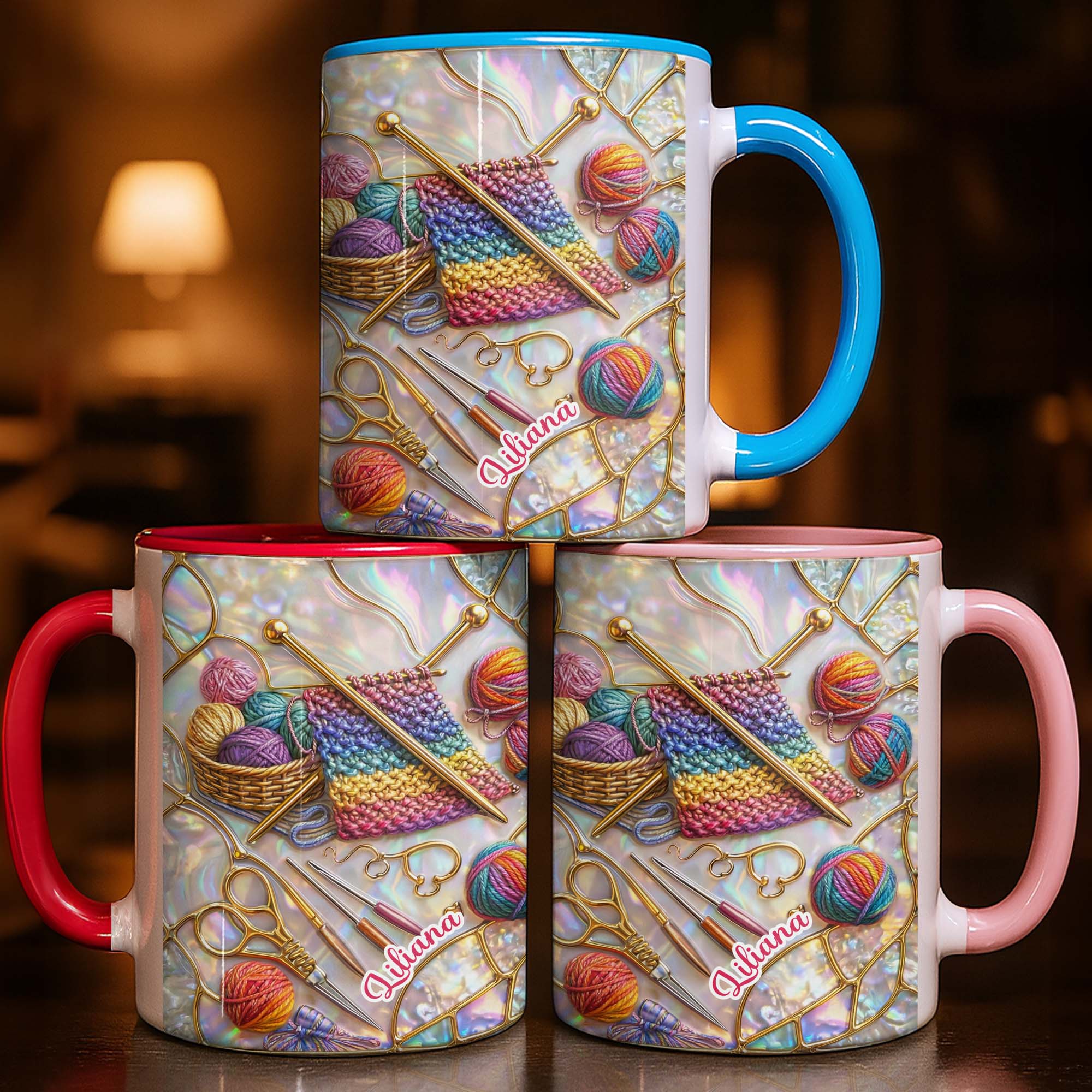 Personalized Knitting And Sewing Tools Accent Mug Best Gifts For Mom - Image 3