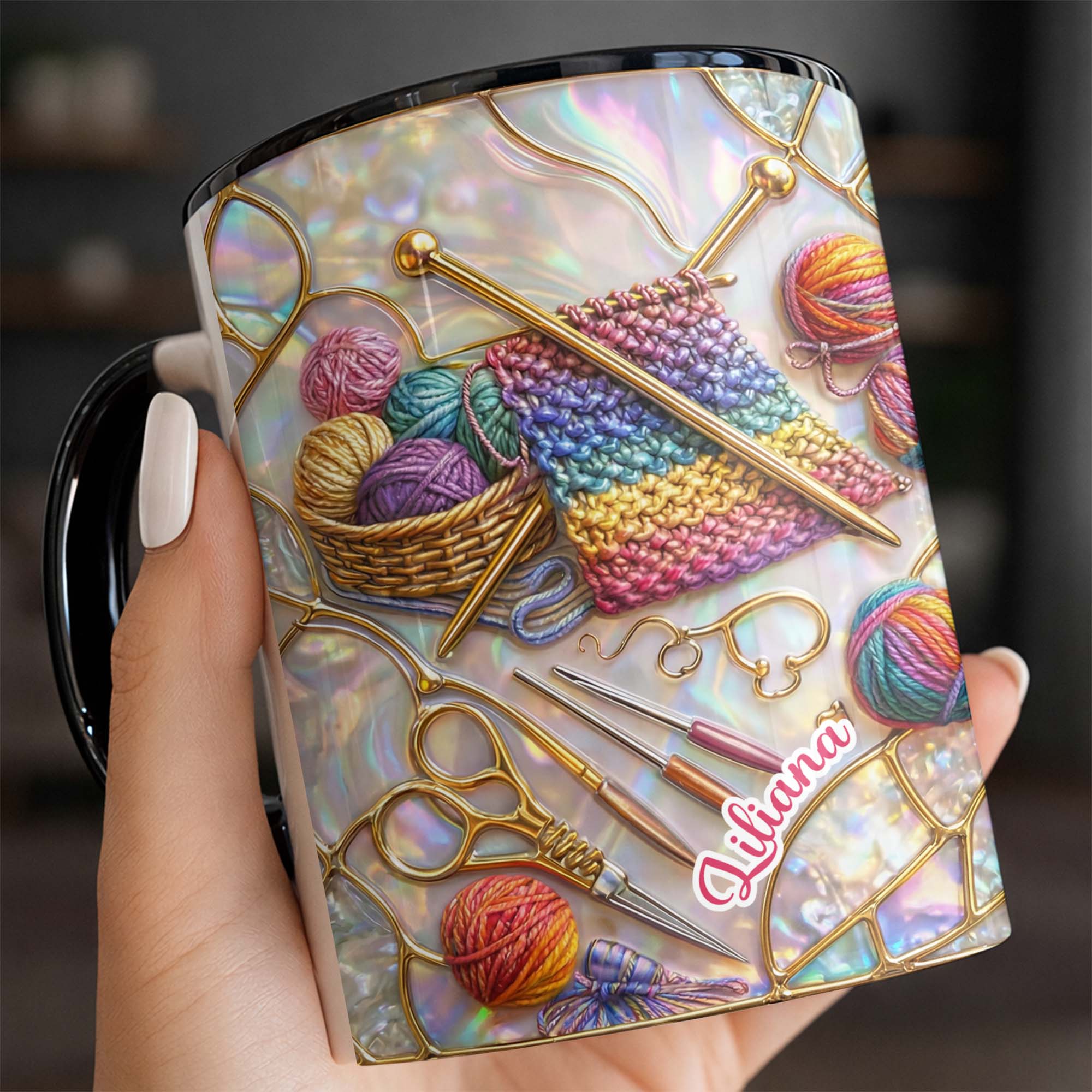 Personalized Knitting And Sewing Tools Accent Mug Best Gifts For Mom - Image 2