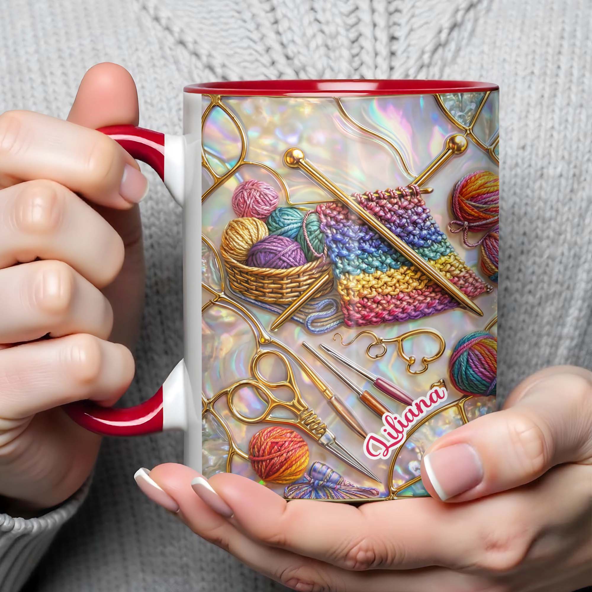 Personalized Knitting And Sewing Tools Accent Mug Best Gifts For Mom - Image 5