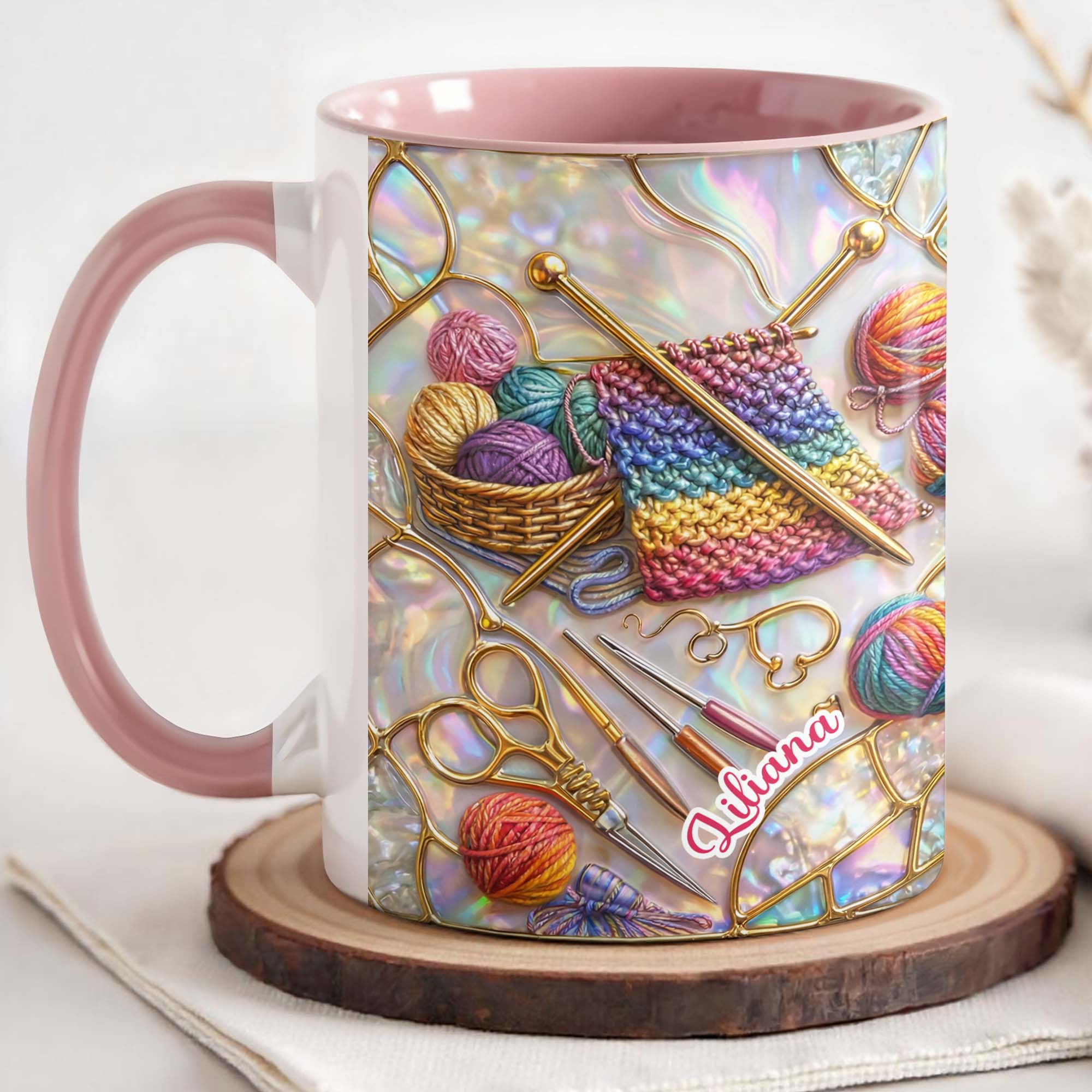 Personalized Knitting And Sewing Tools Accent Mug Best Gifts For Mom - Image 4