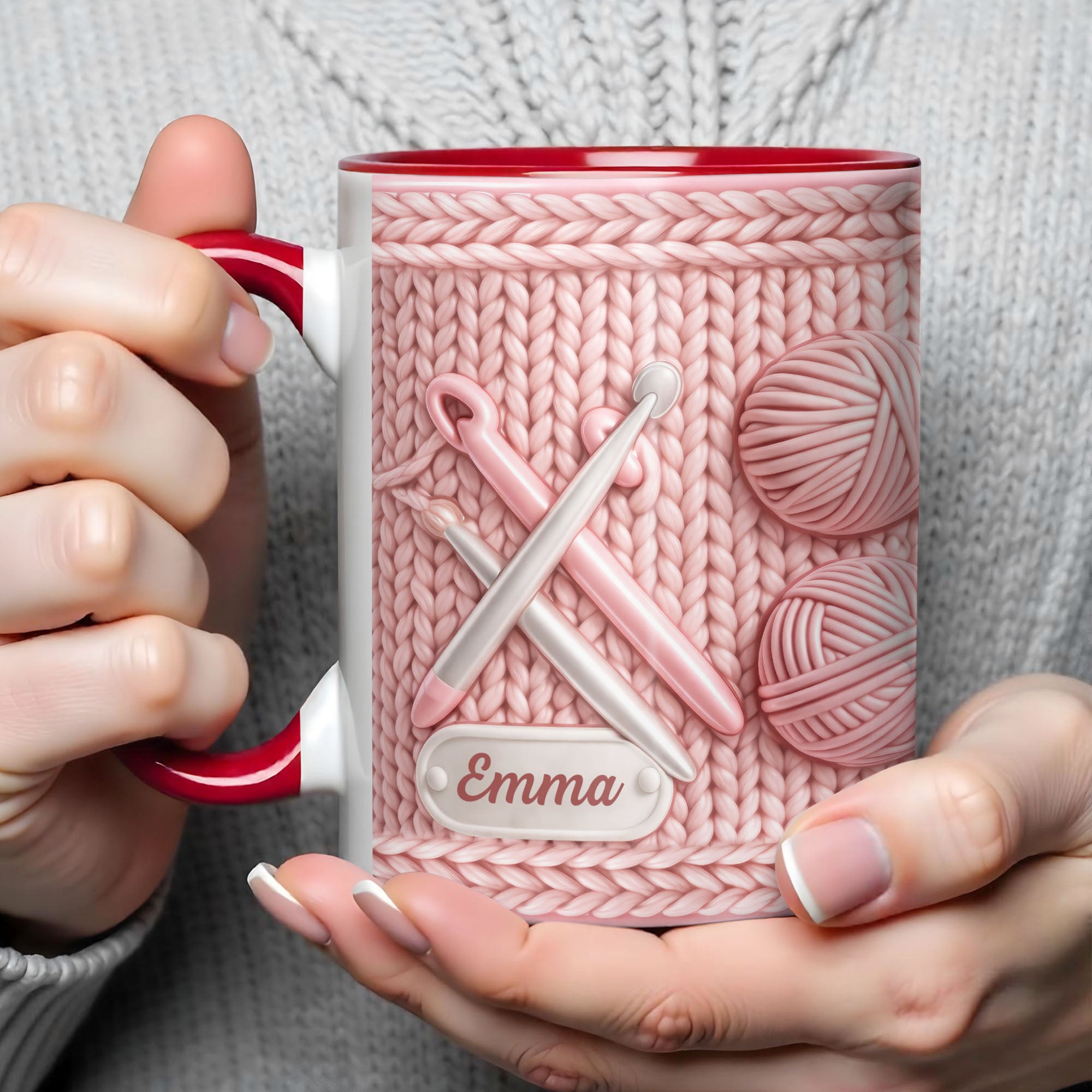 Personalized Knitting Themed Accent Mug Cute Coffee Cup Gifts For Knit Lovers - Image 3
