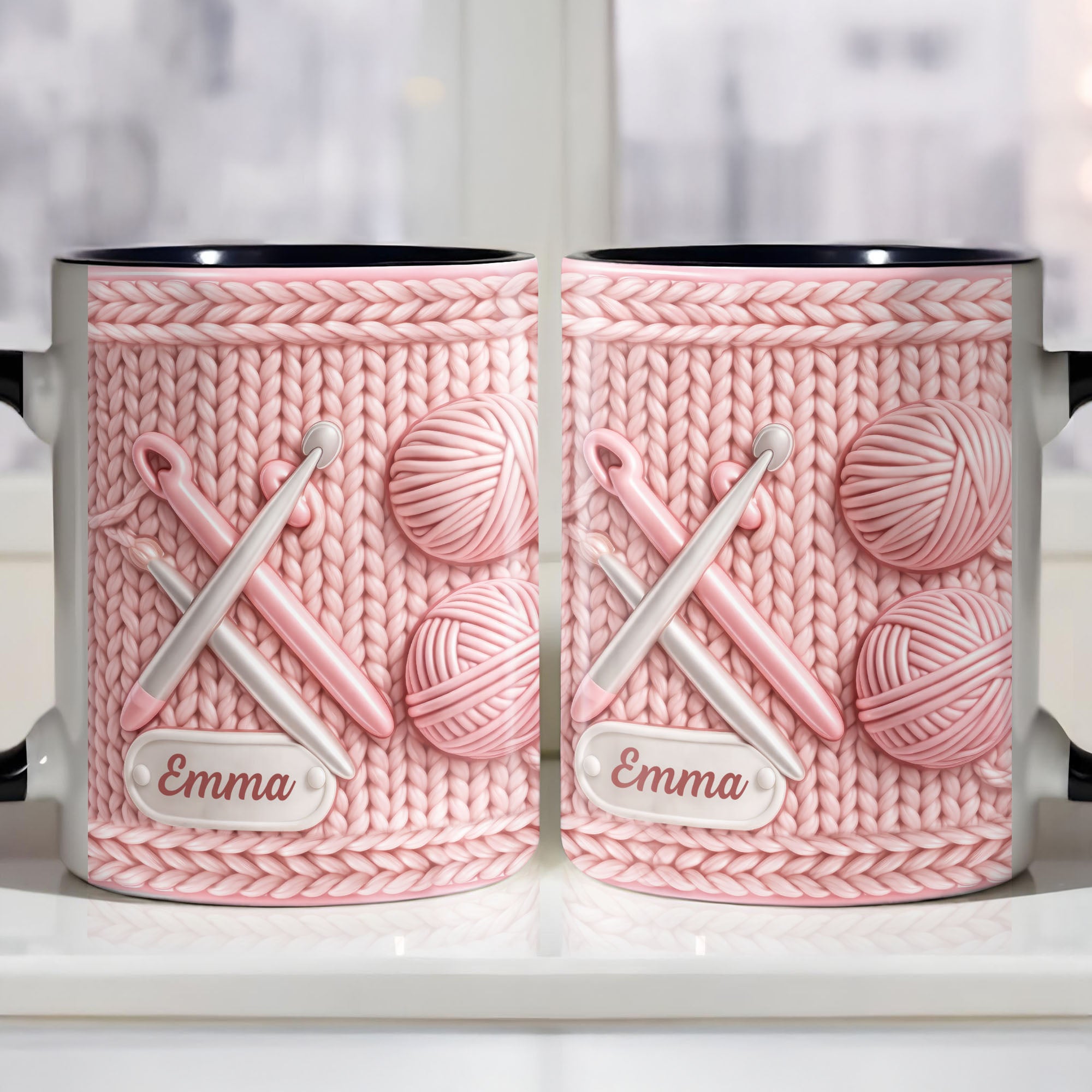 Personalized Knitting Themed Accent Mug Cute Coffee Cup Gifts For Knit Lovers