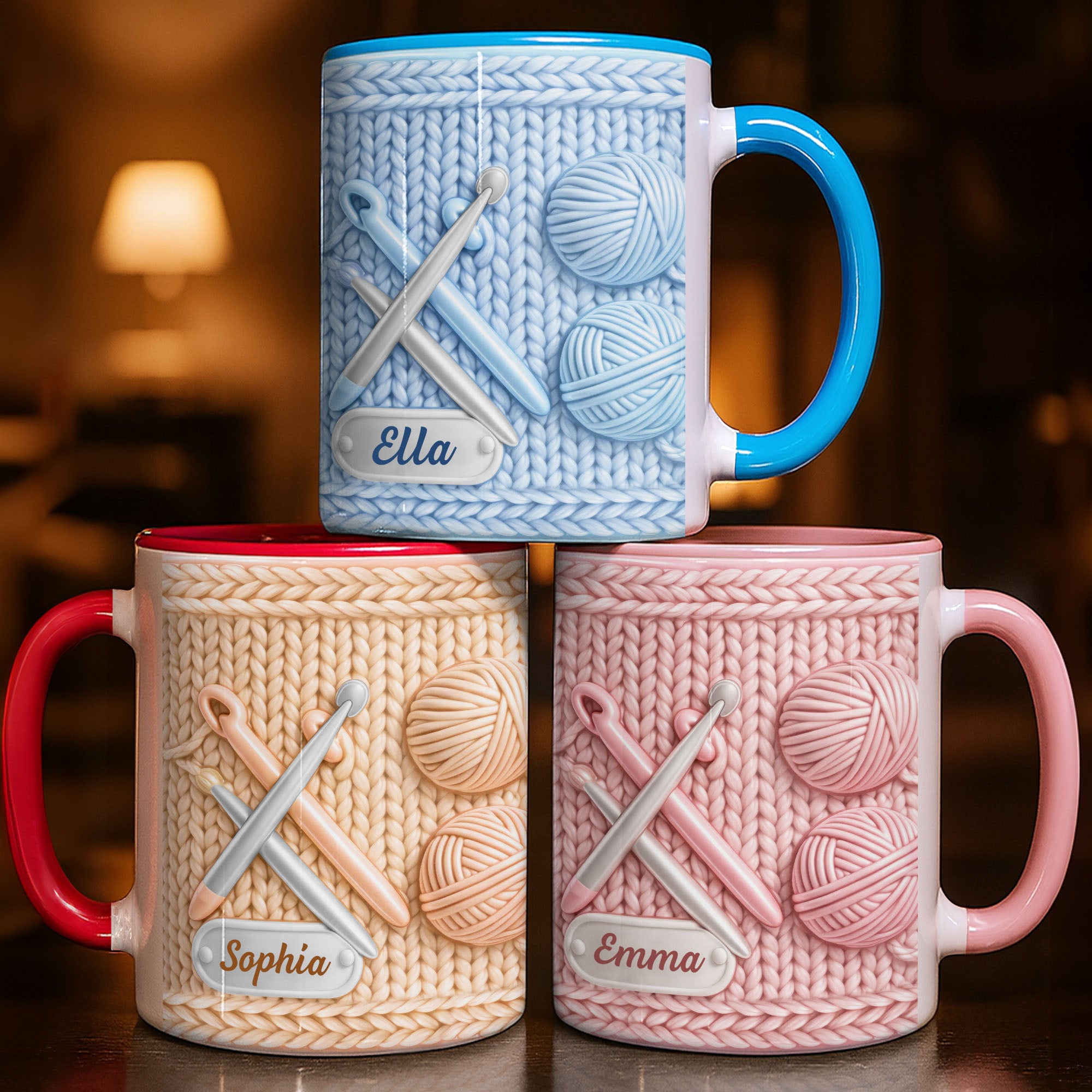 Personalized Knitting Themed Accent Mug Cute Coffee Cup Gifts For Knit Lovers - Image 2