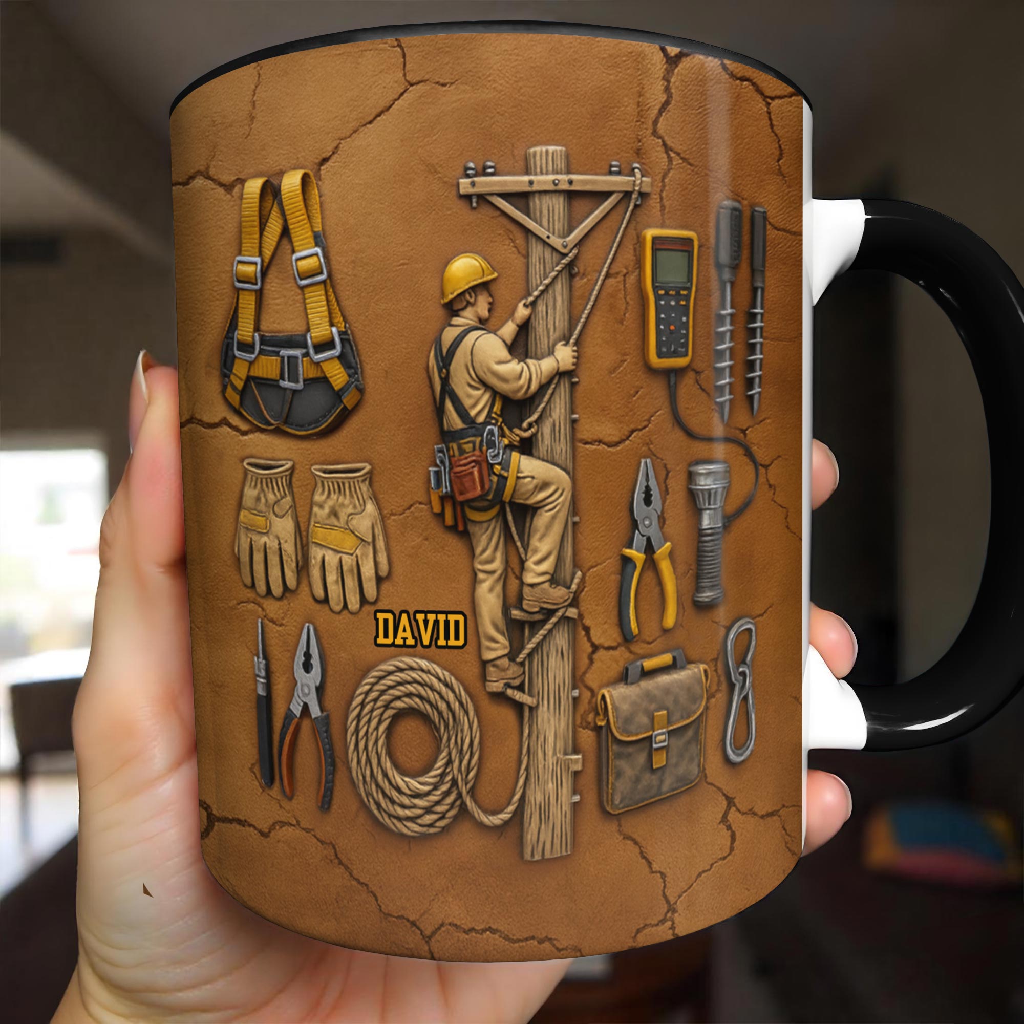 Personalized Lineman And Tools Accent Mug Best Gifts For Electrician - Image 4