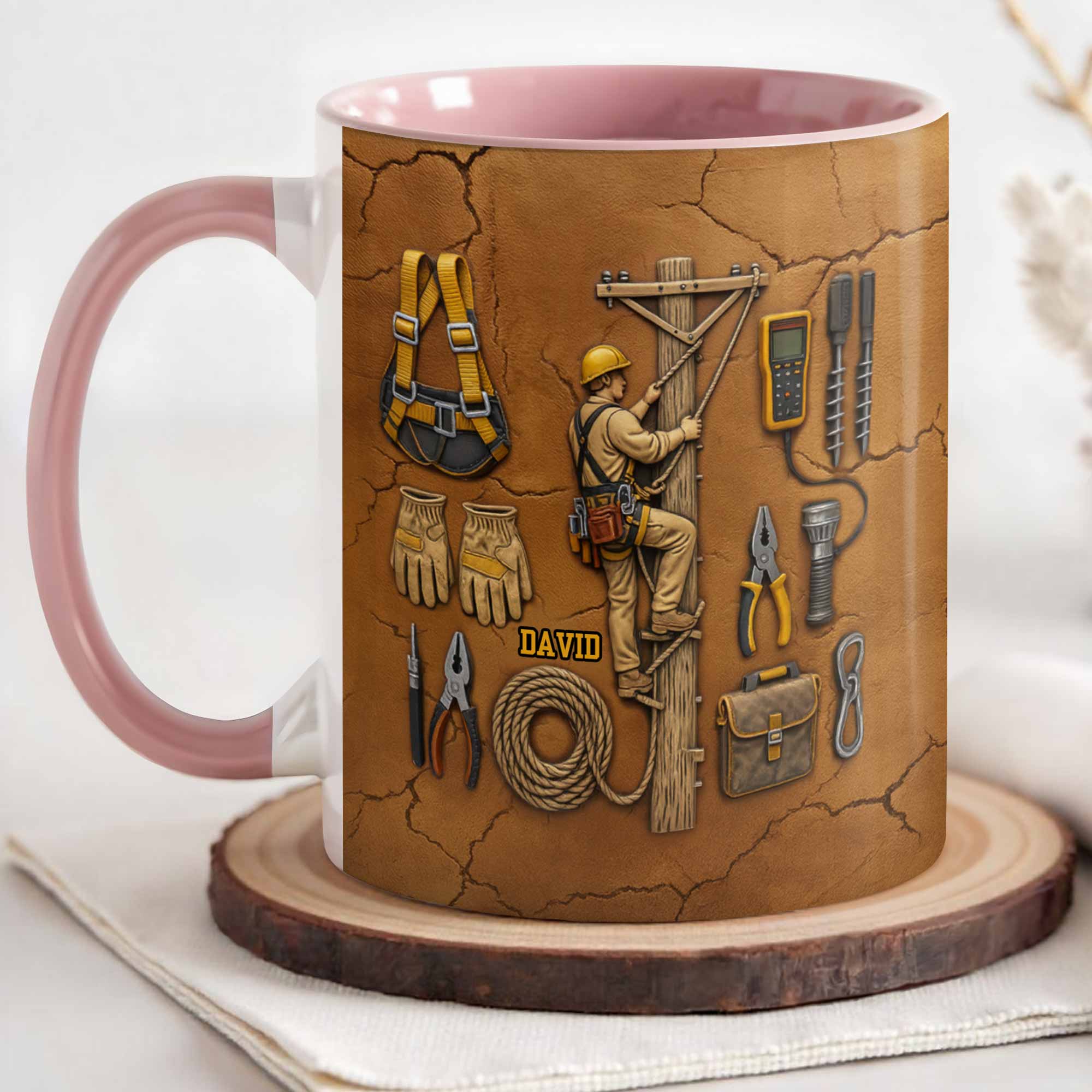 Personalized Lineman And Tools Accent Mug Best Gifts For Electrician - Image 3