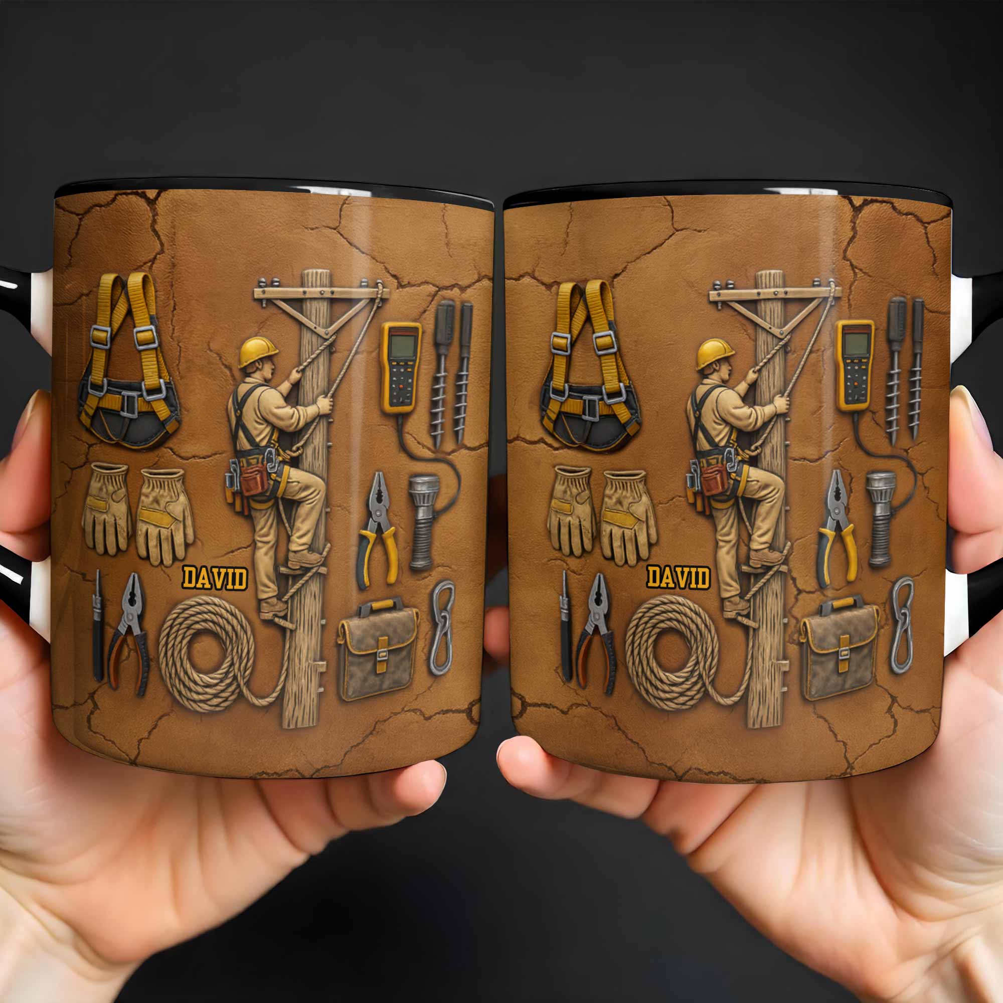 Personalized Lineman And Tools Accent Mug Best Gifts For Electrician