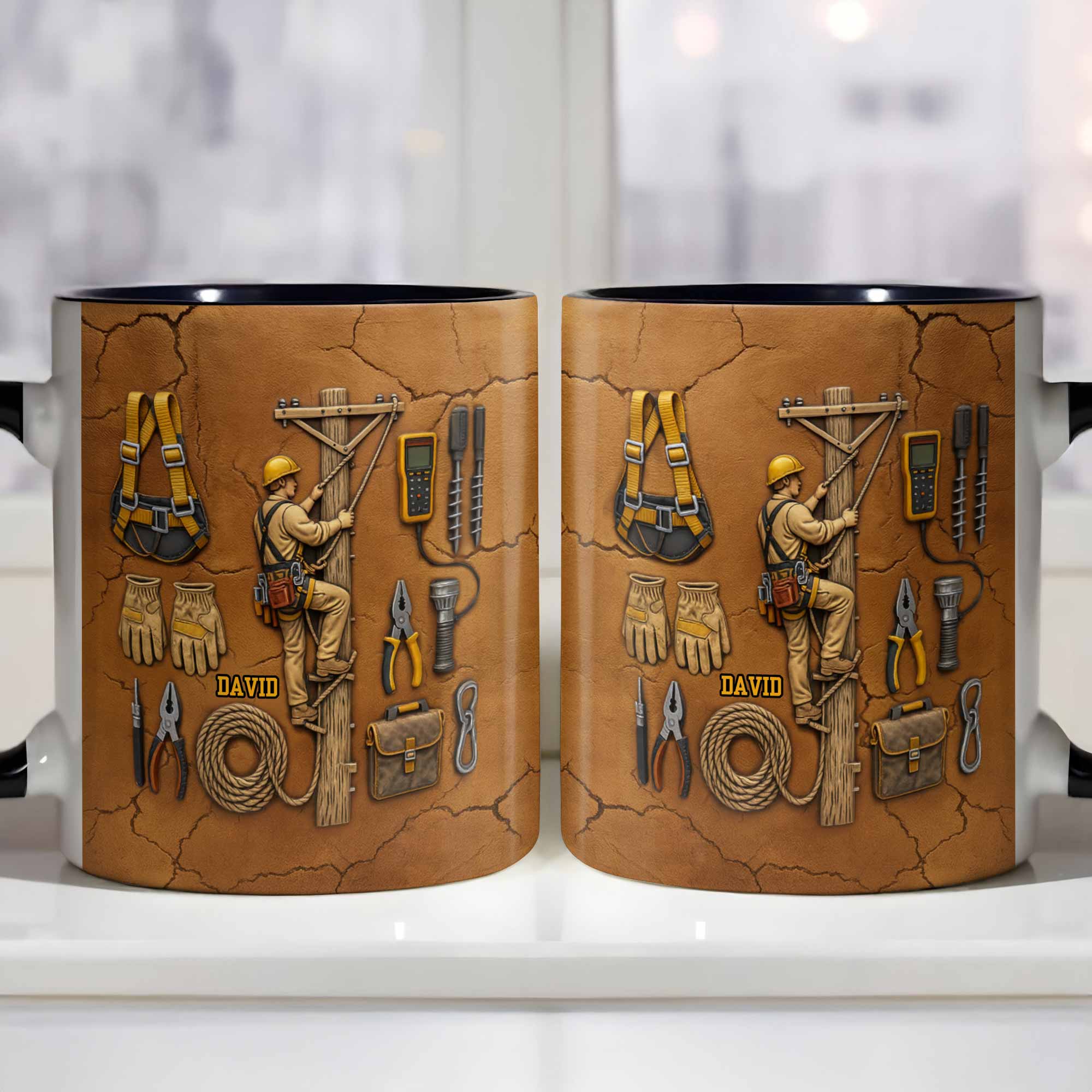 Personalized Lineman And Tools Accent Mug Best Gifts For Electrician - Image 2