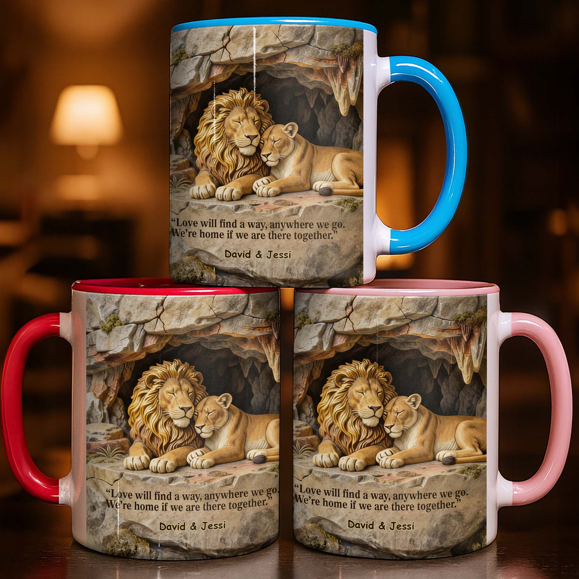 Personalized Lion Love Will Find A Way Anywhere We Go Accent Mug Couples Gifts For Lion Lovers - Image 2