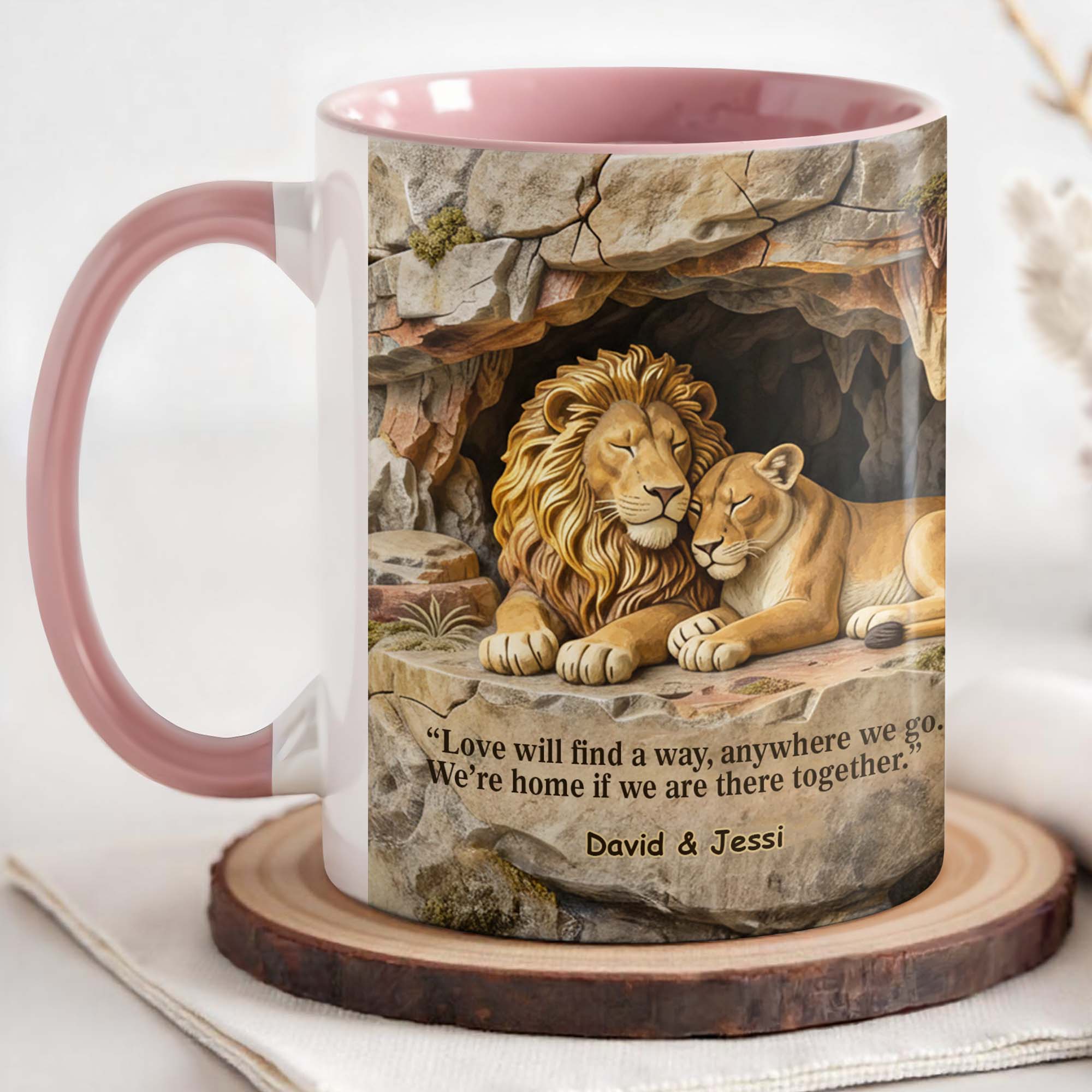 Personalized Lion Love Will Find A Way Anywhere We Go Accent Mug Couples Gifts For Lion Lovers - Image 3