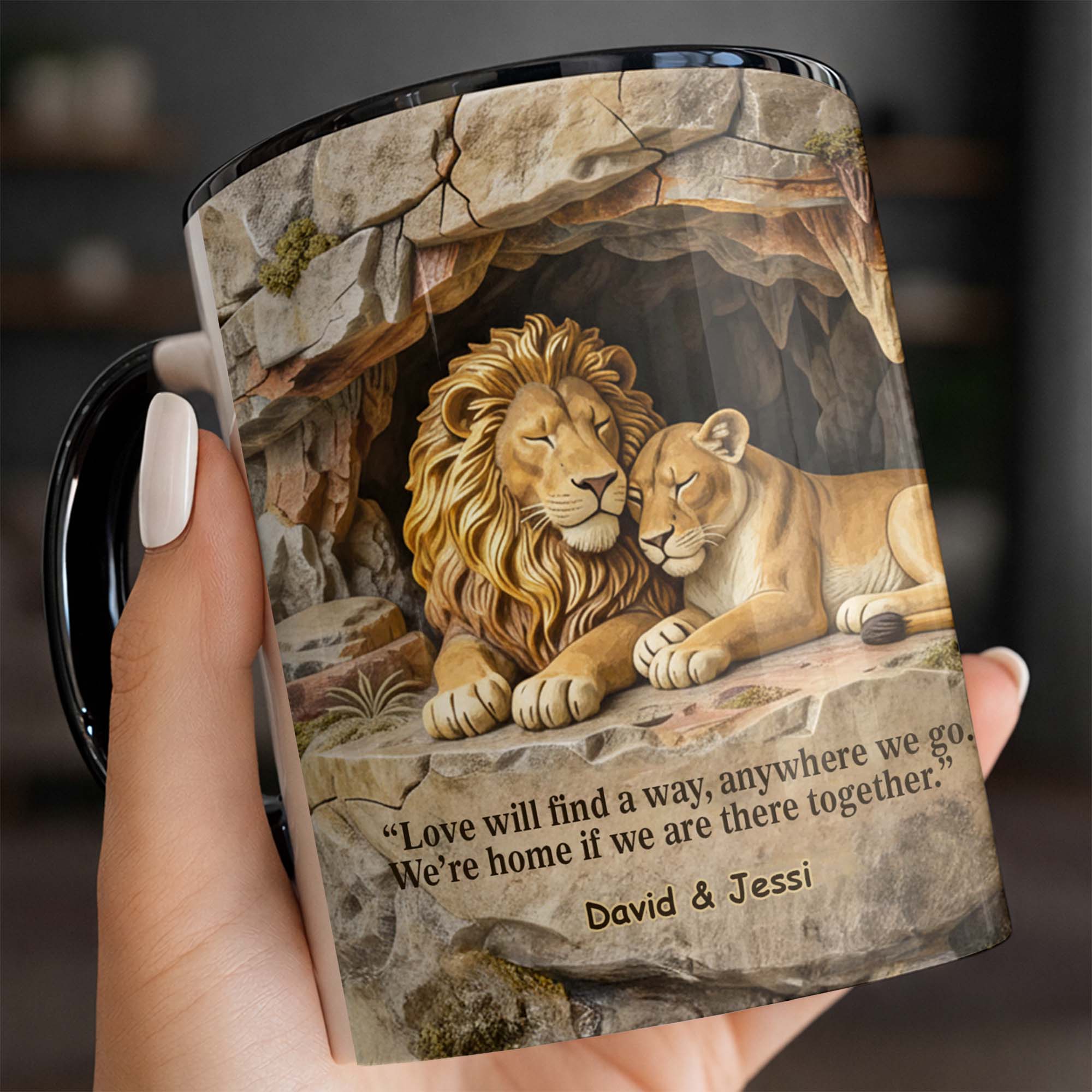 Personalized Lion Love Will Find A Way Anywhere We Go Accent Mug Couples Gifts For Lion Lovers - Image 5