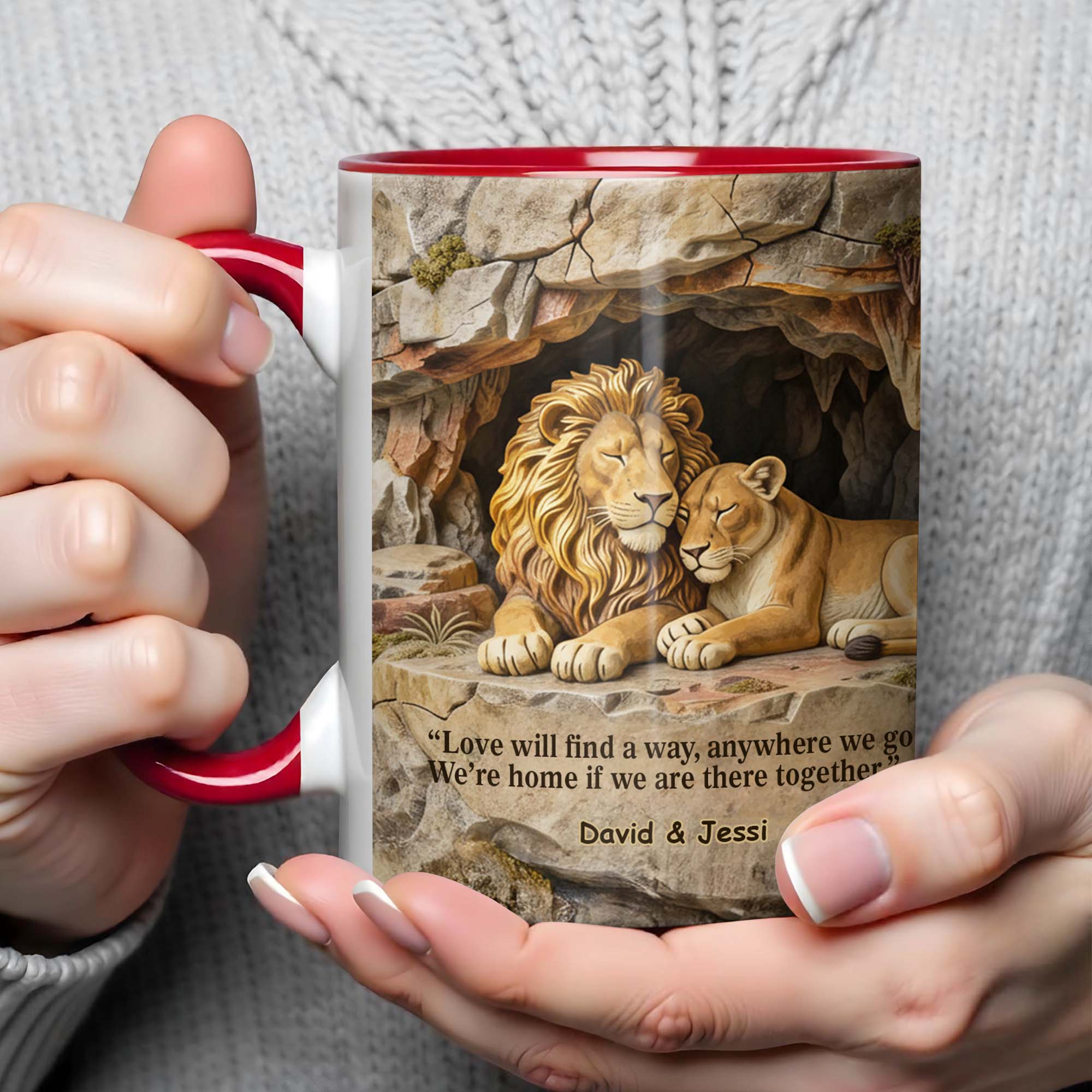 Personalized Lion Love Will Find A Way Anywhere We Go Accent Mug Couples Gifts For Lion Lovers - Image 4