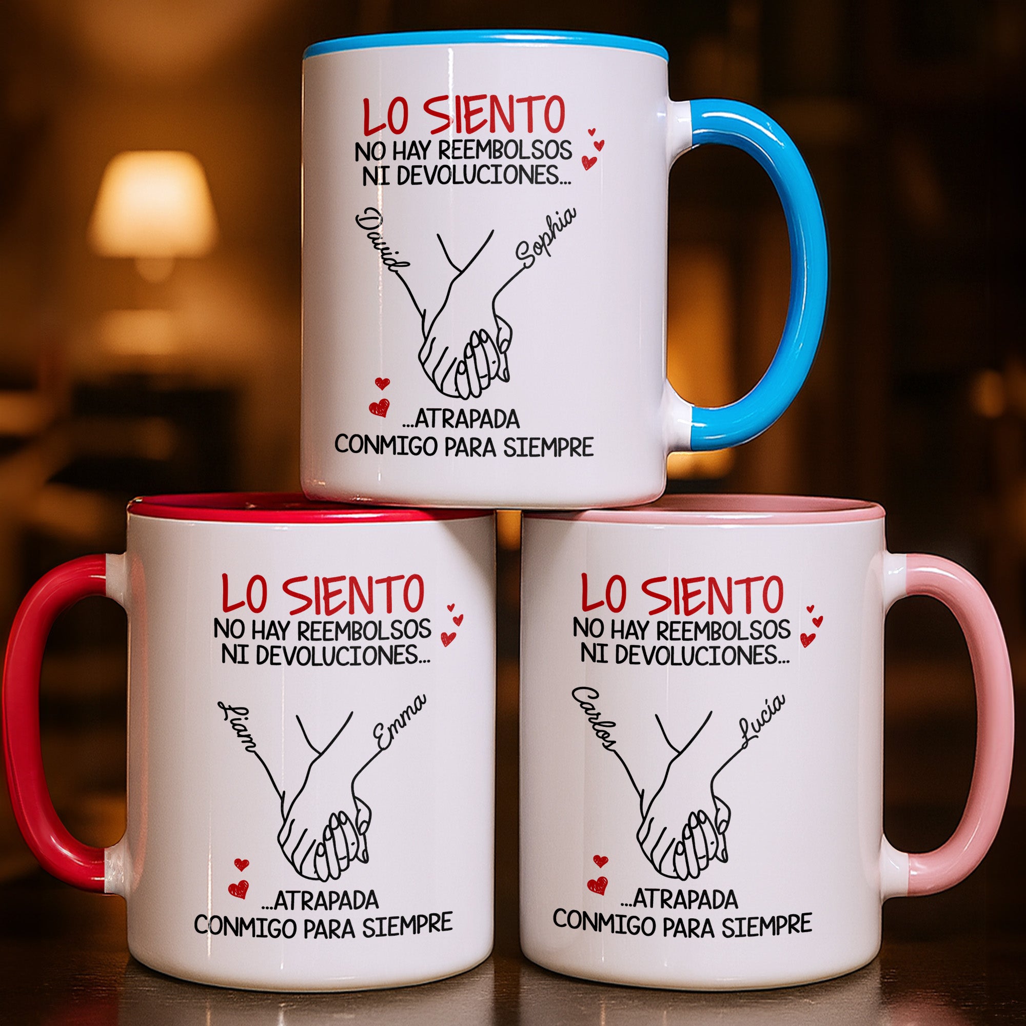 Personalized Lo Siento No Hay Reembolsos Holding Hands Accent Mug Gifts For Couples - Image 2