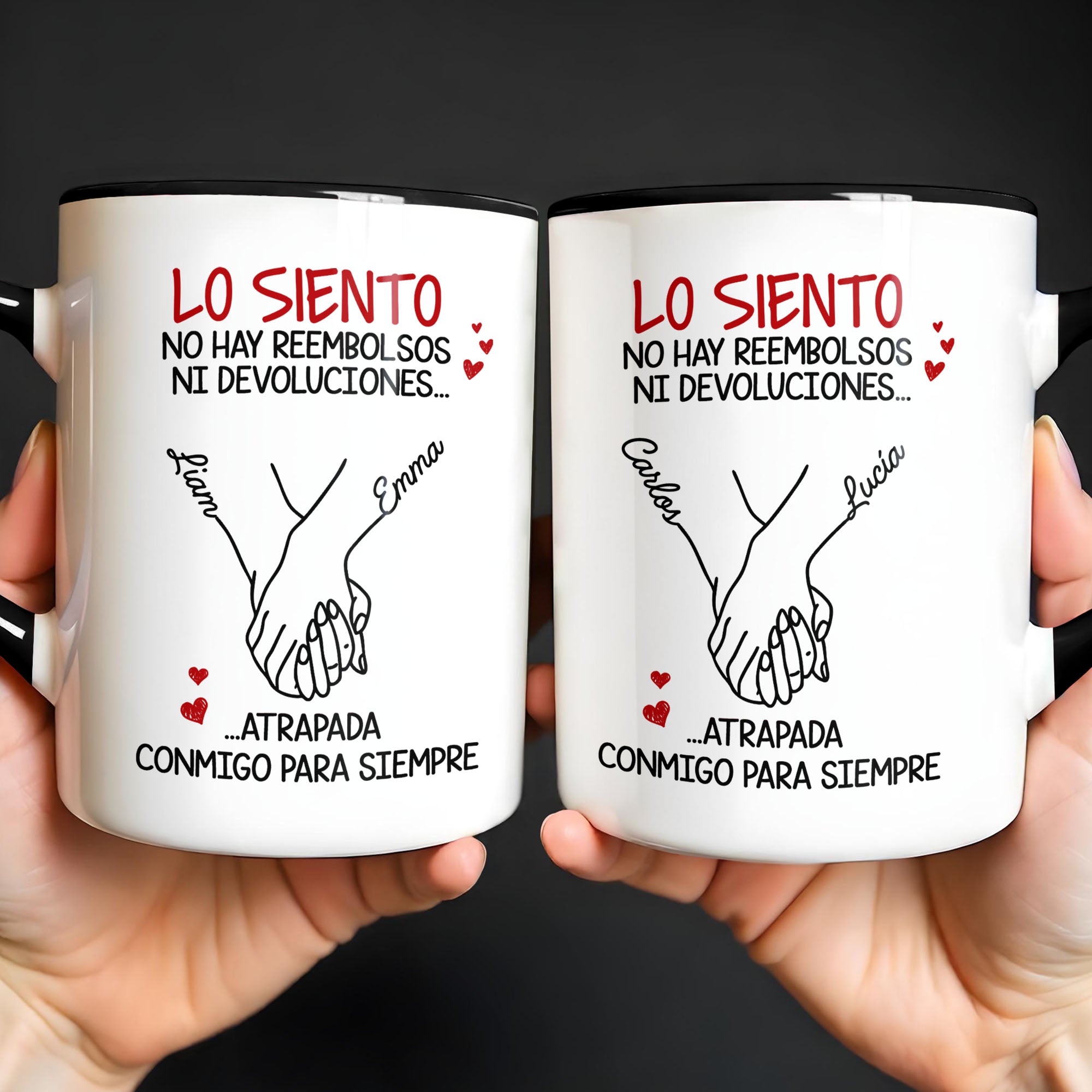 Personalized Lo Siento No Hay Reembolsos Holding Hands Accent Mug Gifts For Couples - Image 5
