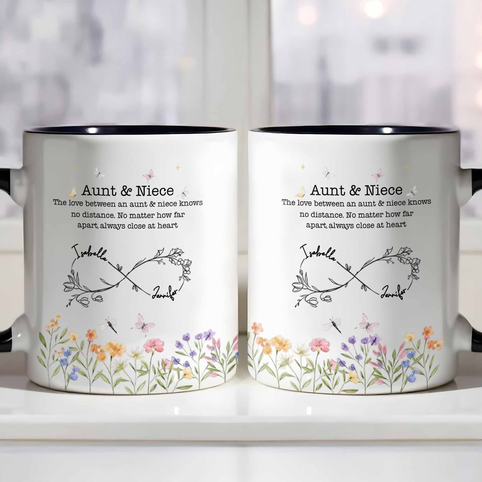 Personalized Love Between Aunt And Niece Accent Mug Floral Coffee Cup Gifts For Auntie