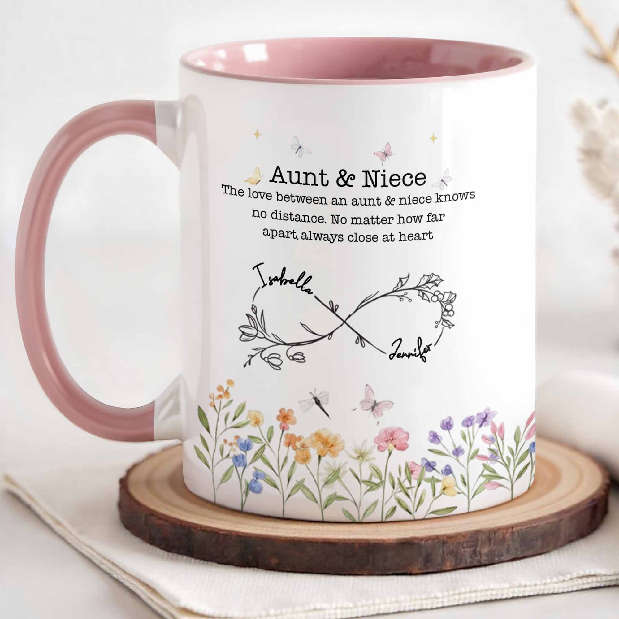Personalized Love Between Aunt And Niece Accent Mug Floral Coffee Cup Gifts For Auntie - Image 2
