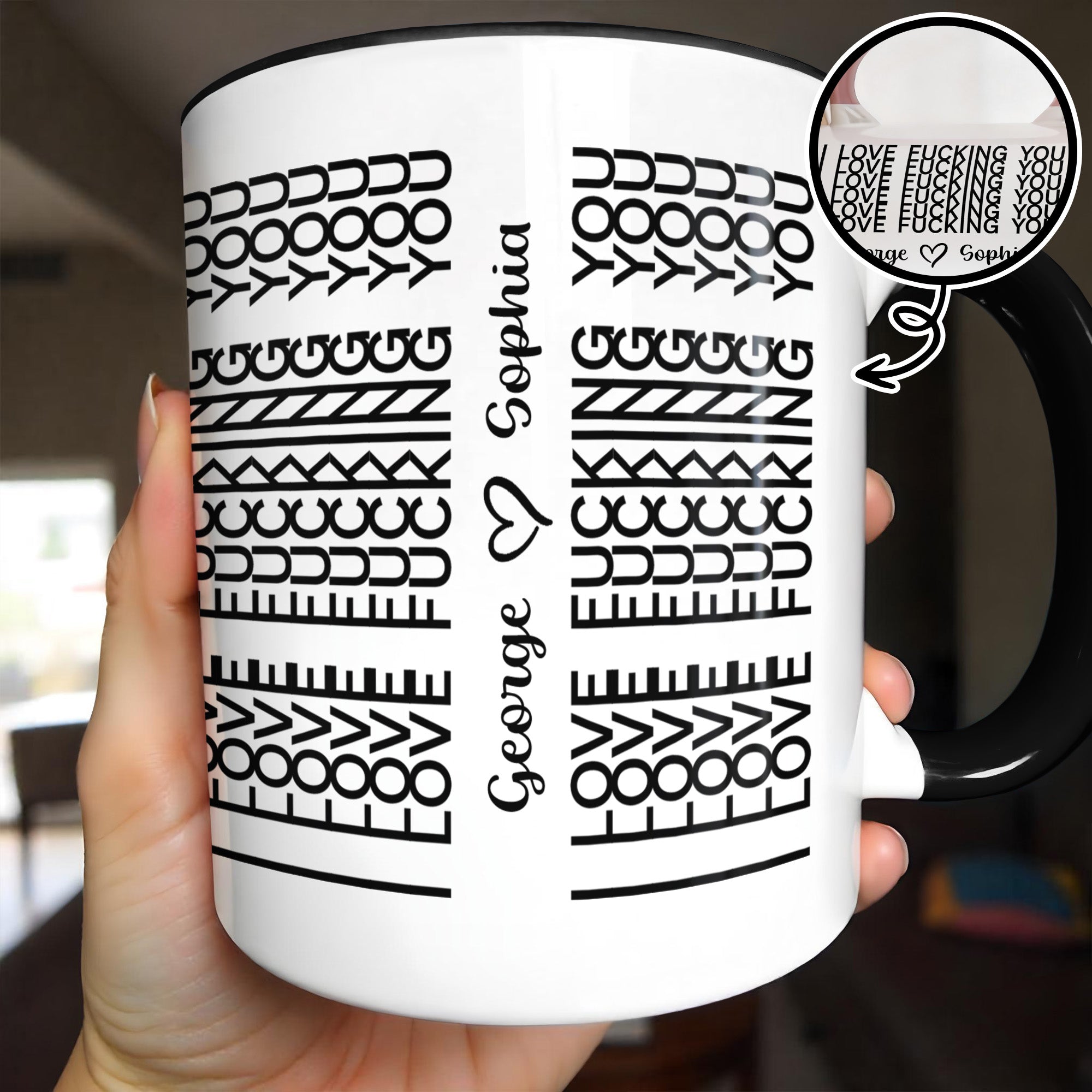 Personalized Love Effing You Heart Design Accent Mug Unique Gifts For Couples - Image 2
