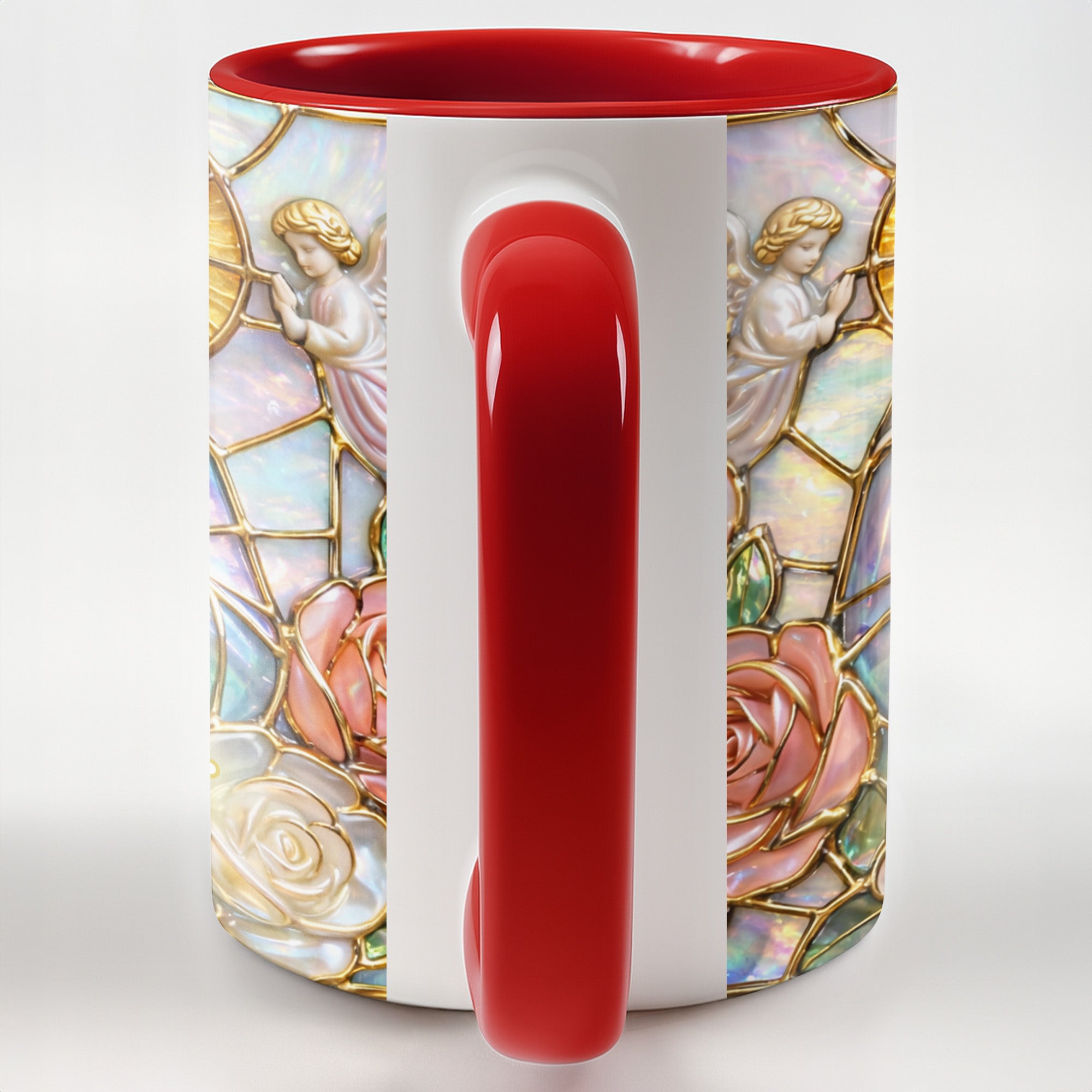 Personalized Madonna Stained Glass And Roses Accent Mug Religious Gifts Ideas - Image 6