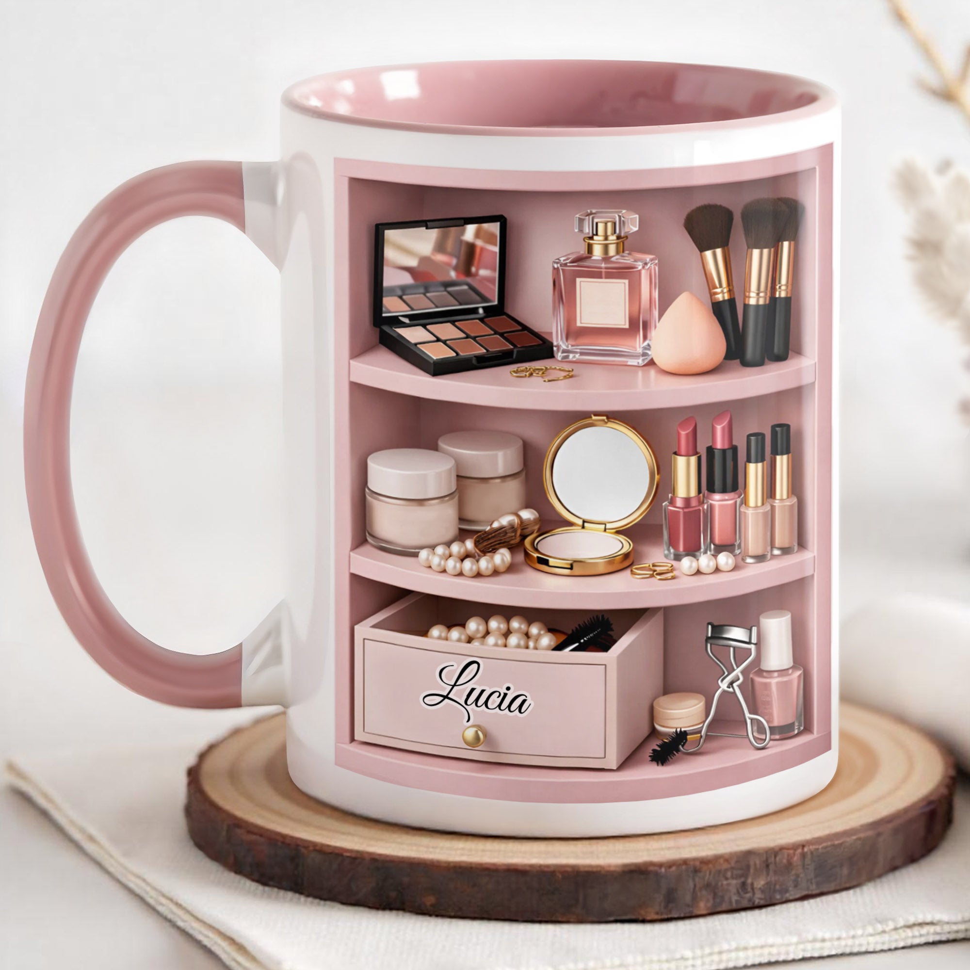 Personalized Makeup Brushes And Lipstick Accent Mug Best Gifts For Makeup Artist - Image 3
