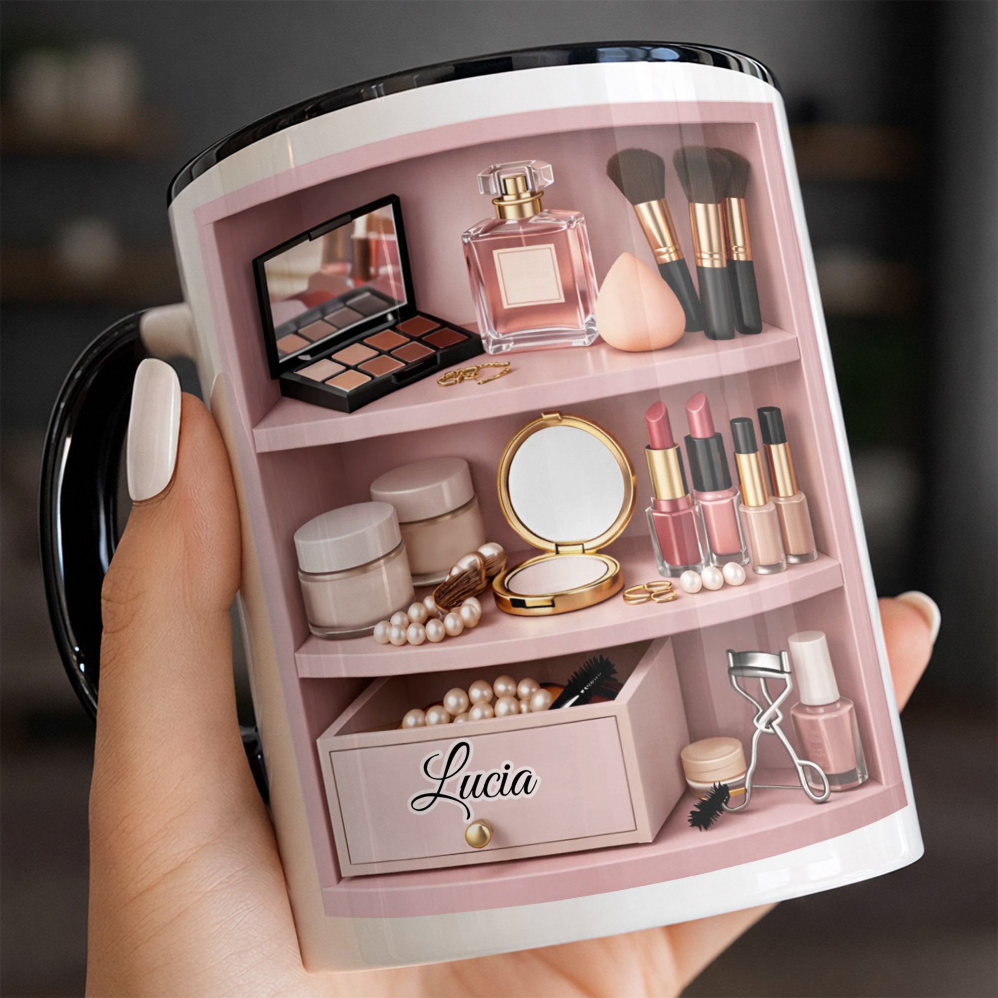 Personalized Makeup Brushes And Lipstick Accent Mug Best Gifts For Makeup Artist - Image 5