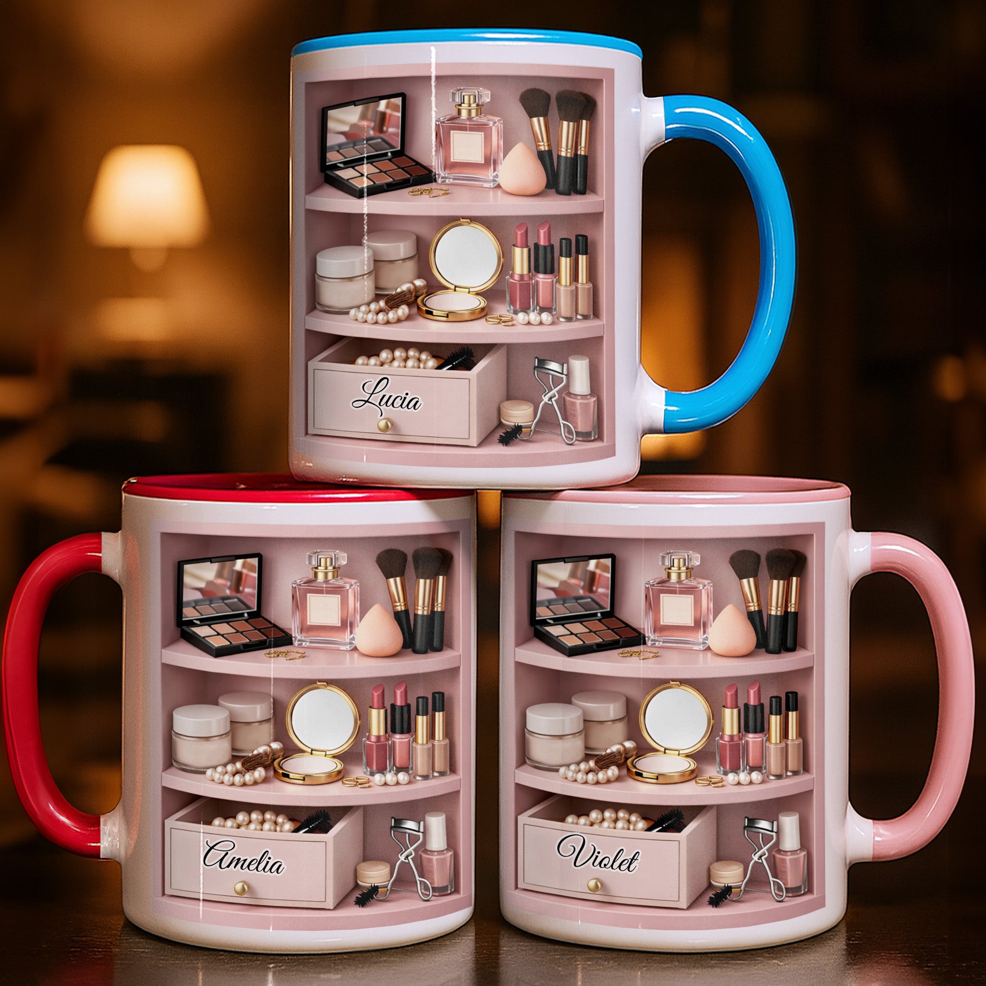 Personalized Makeup Brushes And Lipstick Accent Mug Best Gifts For Makeup Artist - Image 2