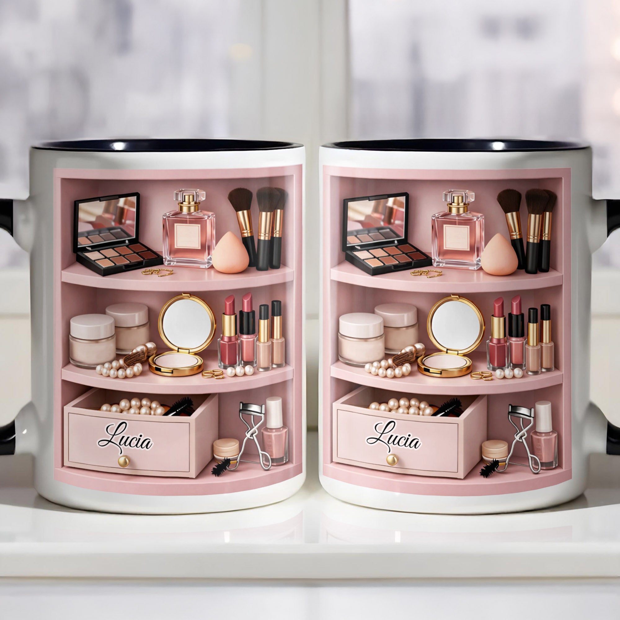 Personalized Makeup Brushes And Lipstick Accent Mug Best Gifts For Makeup Artist