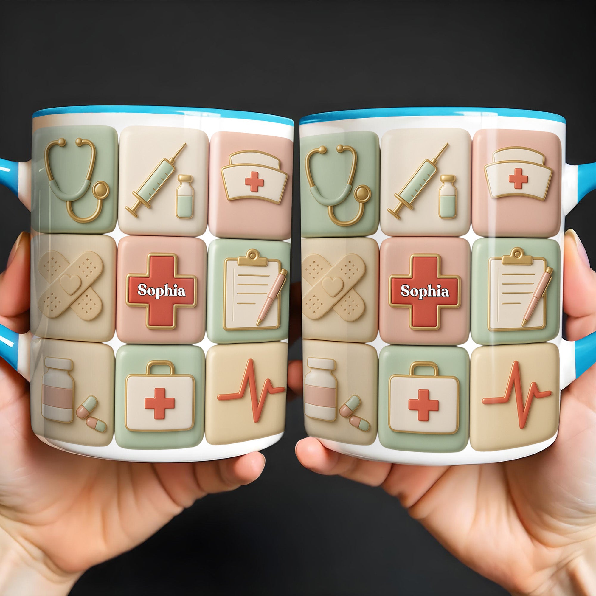 Personalized Medical Icons Accent Mug Birthday Gifts Ideas For Nurse - Image 5